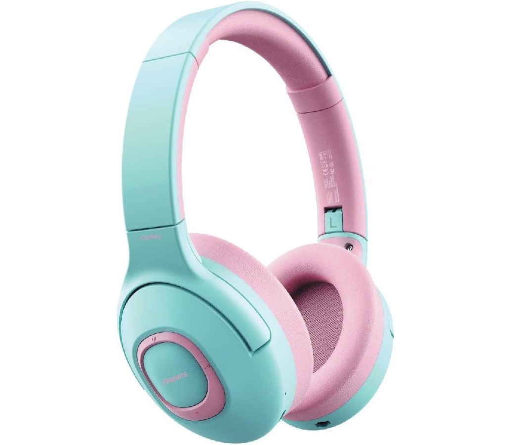 Promate Kids Wireless Headphones, Hi-Definition On-Ear Wired/Wireless Foldable Headset with Adjustable Safe Volume Limit 85dB to 93dB,