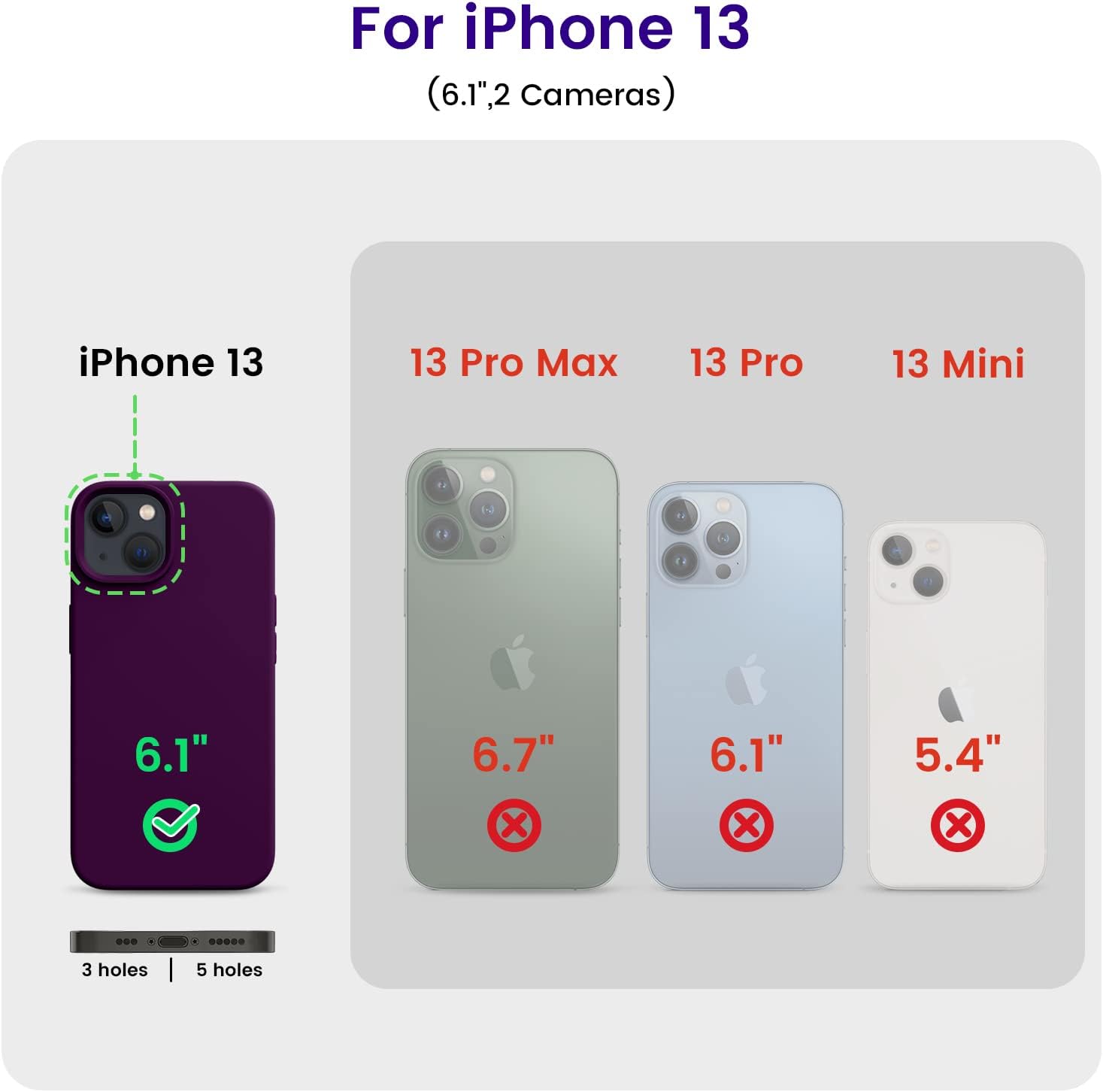 iPhone 13 Case, Silicone Shockproof Slim Thin Phone Case for iPhone 13 6.1 inch