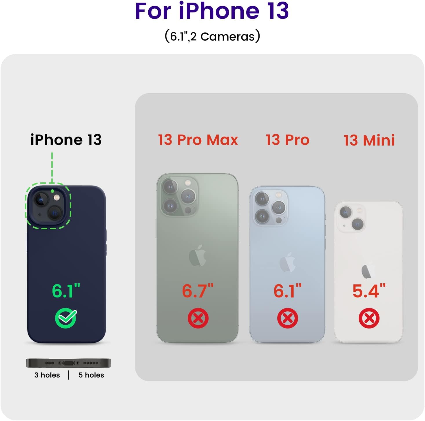 iPhone 13 Case, Silicone Shockproof Slim Thin Phone Case for iPhone 13 6.1 inch