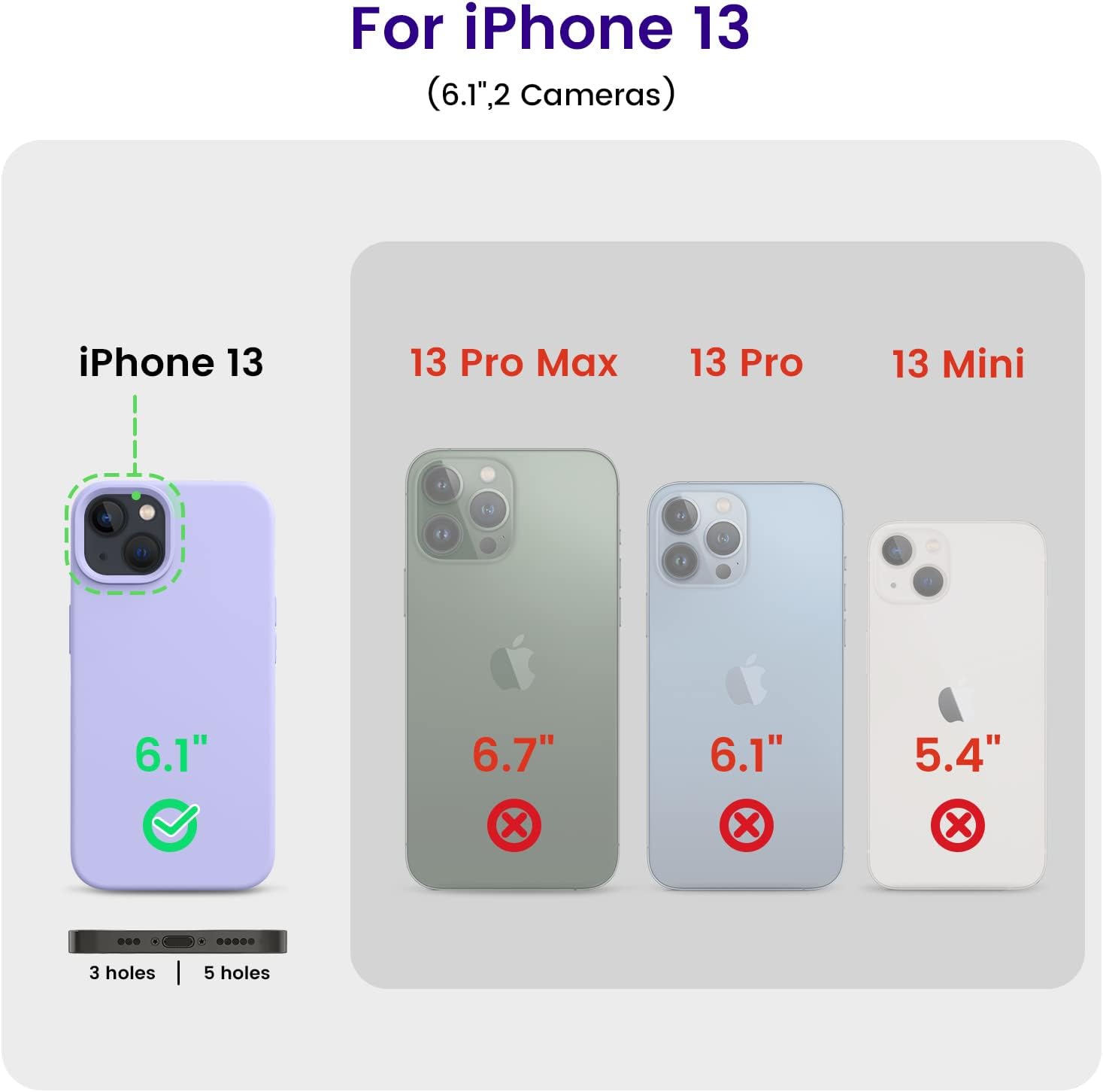 iPhone 13 Case, Silicone Shockproof Slim Thin Phone Case for iPhone 13 6.1 inch