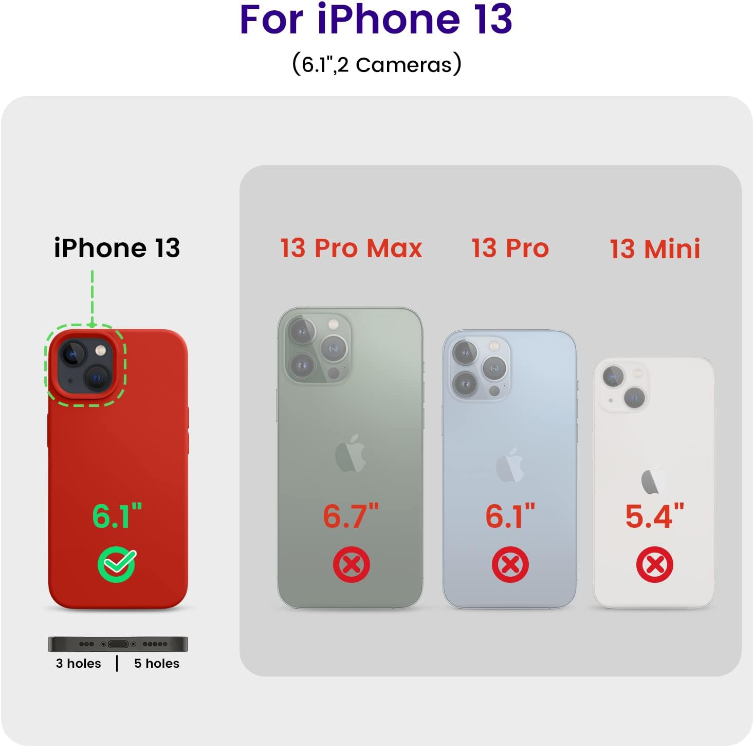 iPhone 13 Case, Silicone Shockproof Slim Thin Phone Case for iPhone 13 6.1 inch