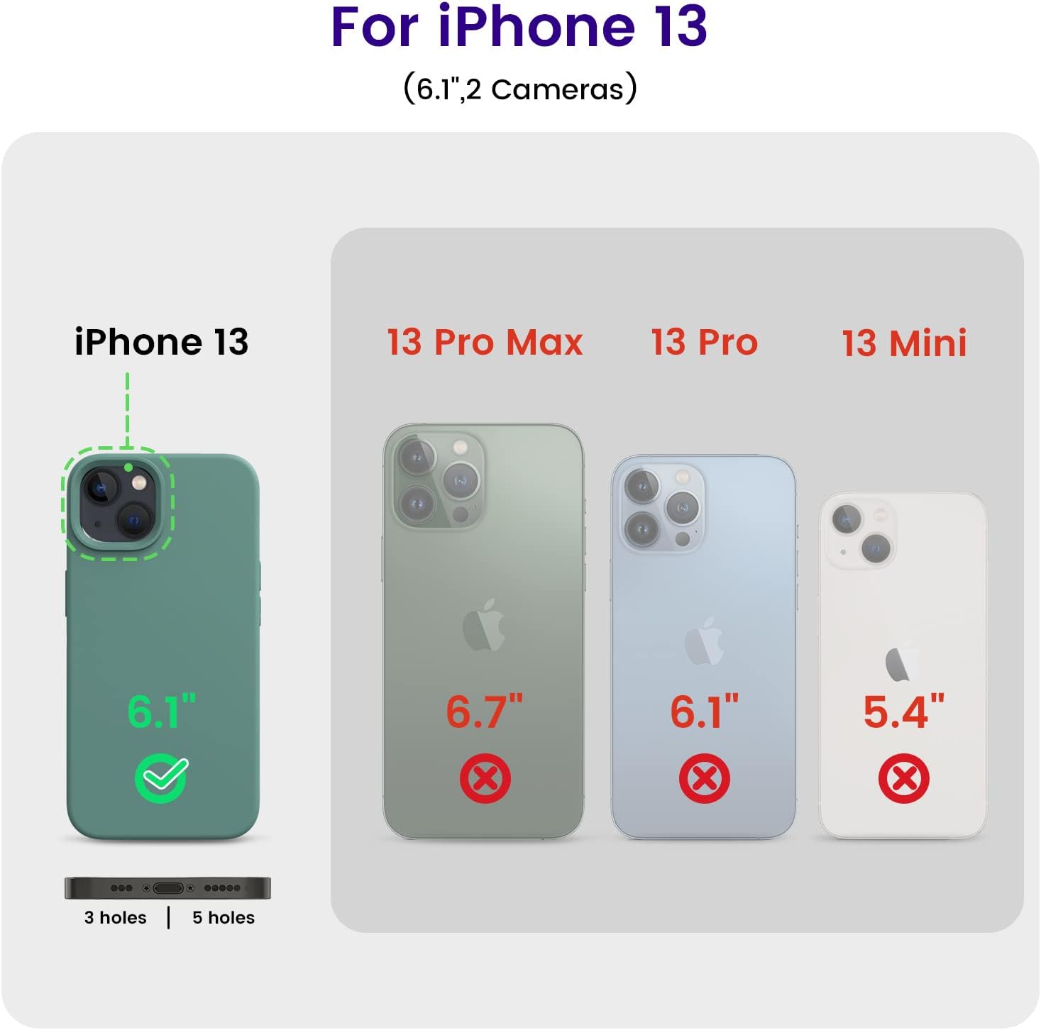 iPhone 13 Case, Silicone Shockproof Slim Thin Phone Case for iPhone 13 6.1 inch