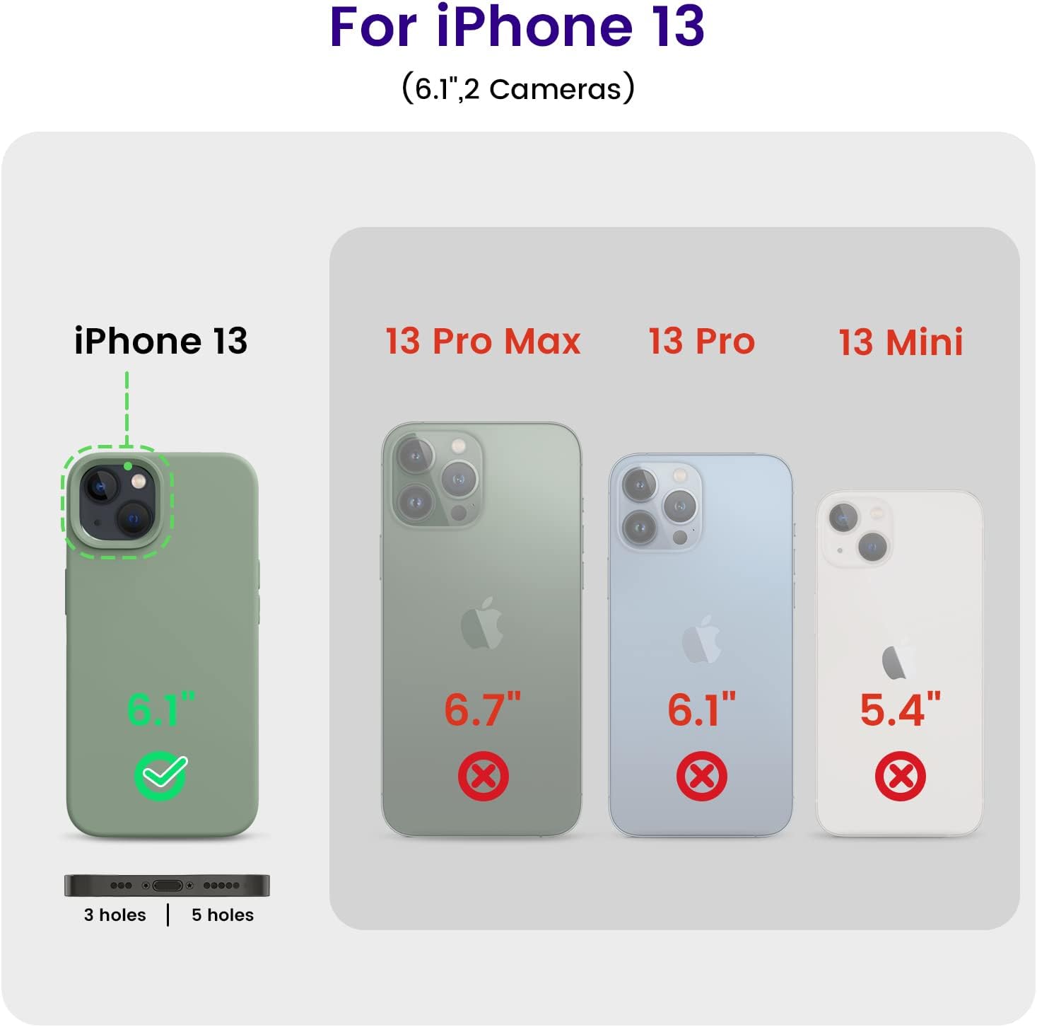 iPhone 13 Case, Silicone Shockproof Slim Thin Phone Case for iPhone 13 6.1 inch