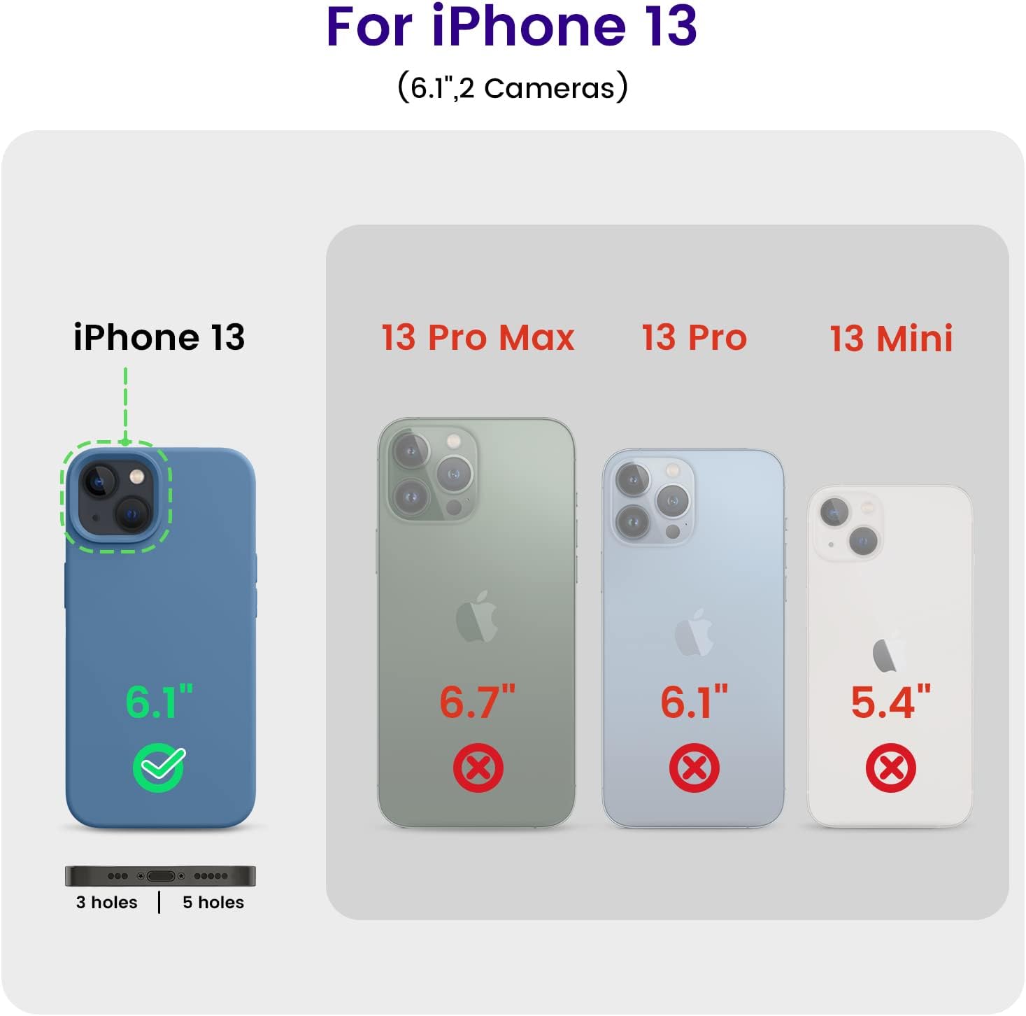 iPhone 13 Case, Silicone Shockproof Slim Thin Phone Case for iPhone 13 6.1 inch