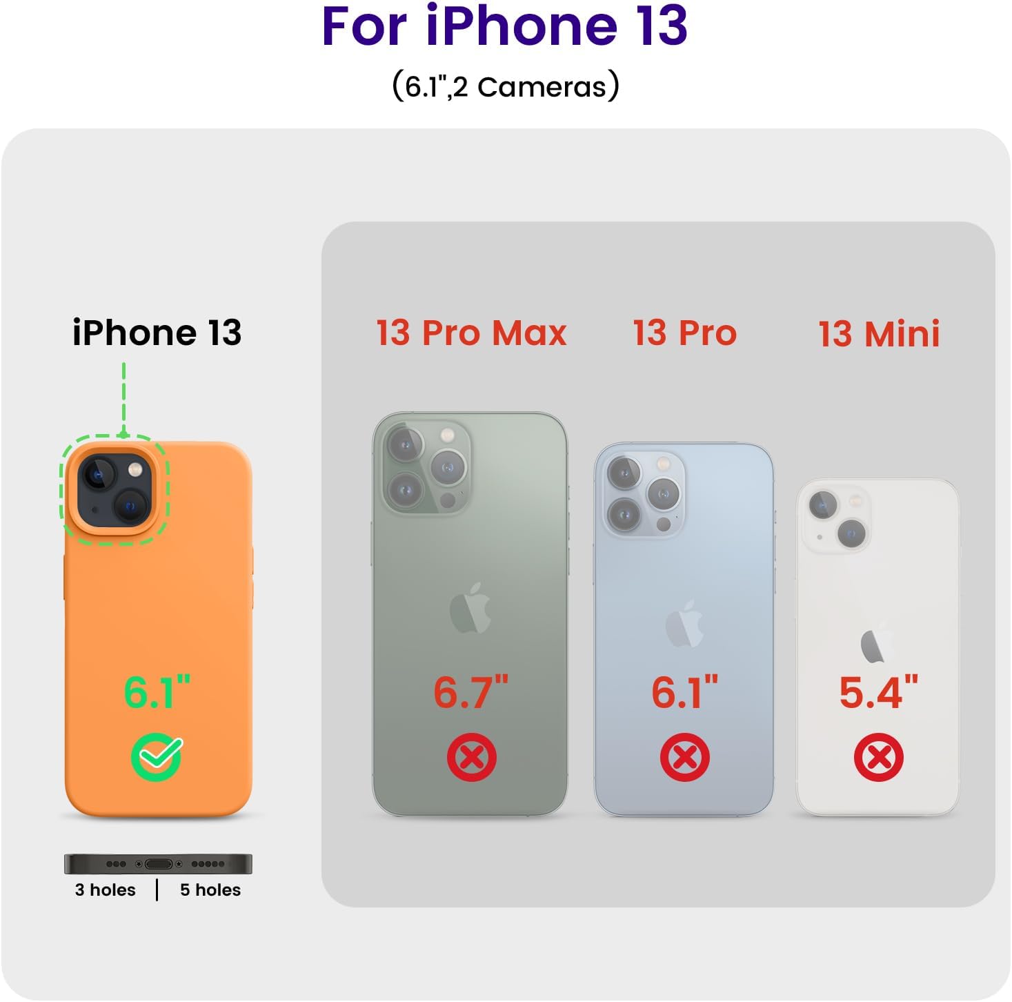 iPhone 13 Case, Silicone Shockproof Slim Thin Phone Case for iPhone 13 6.1 inch