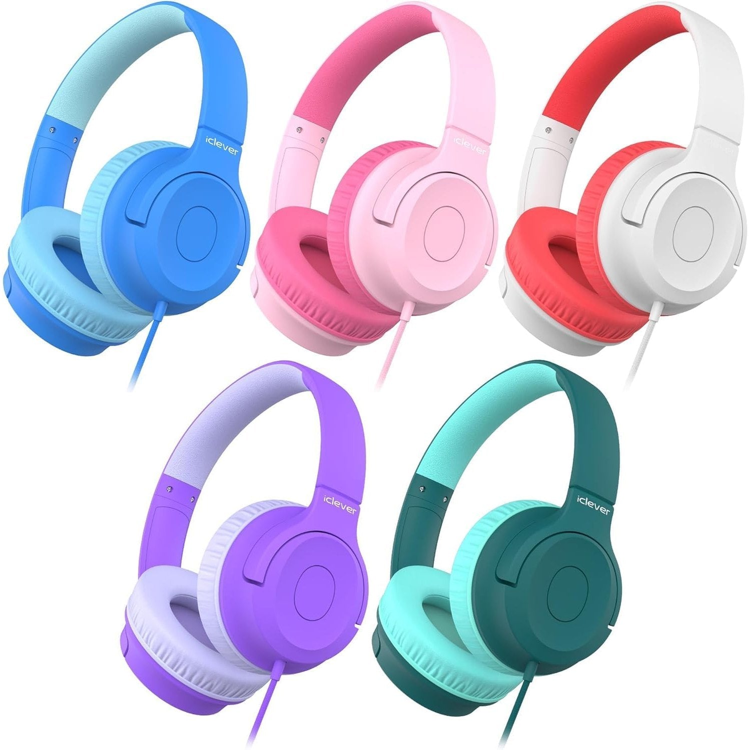 iClever Kids Headphones with Microphone for School, Volume Limiter 85/94dB