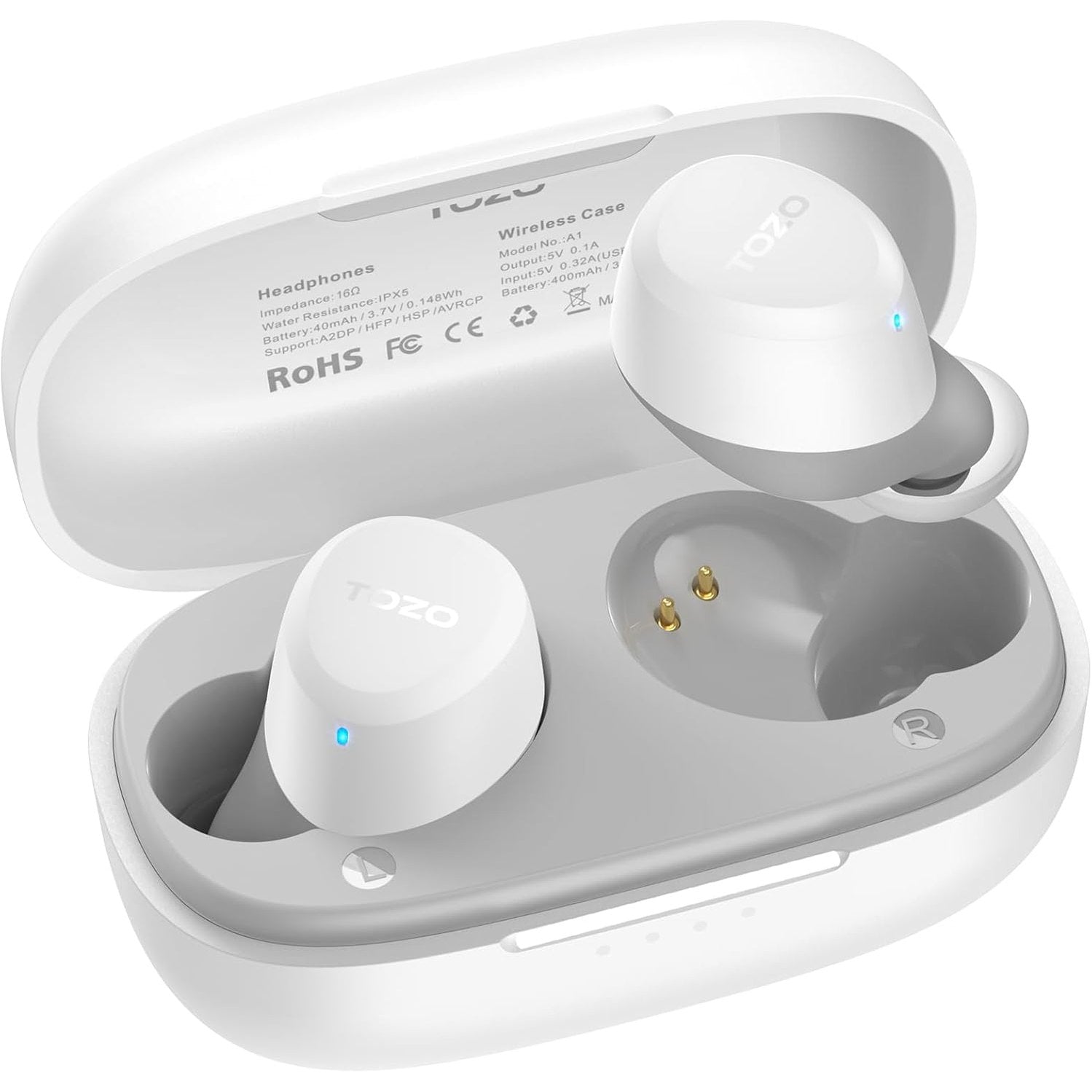 TOZO A1 Mini Wireless Earbuds Bluetooth 5.3 in Ear Light-Weight Headphones Built-in Microphone, IPX5 Waterproof, Immersive Premium Sound Long Distance Connection Headset with Charging Case, Green