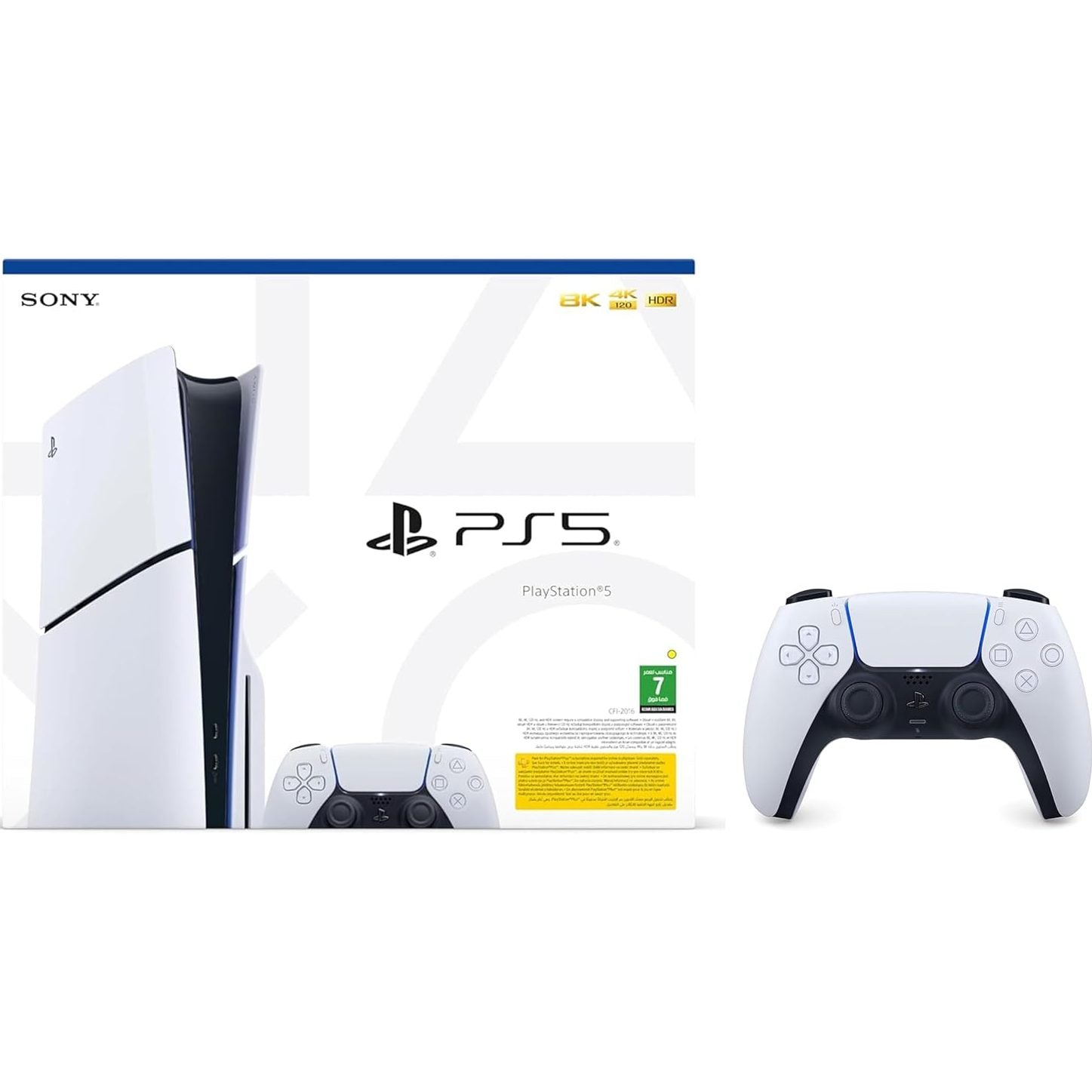 PlayStation 5 Slim Blu-ray Disc Edition Console + Double Pack Dualsense Wireless Controller (KSA version), 2 Year Manufacturer Warranty