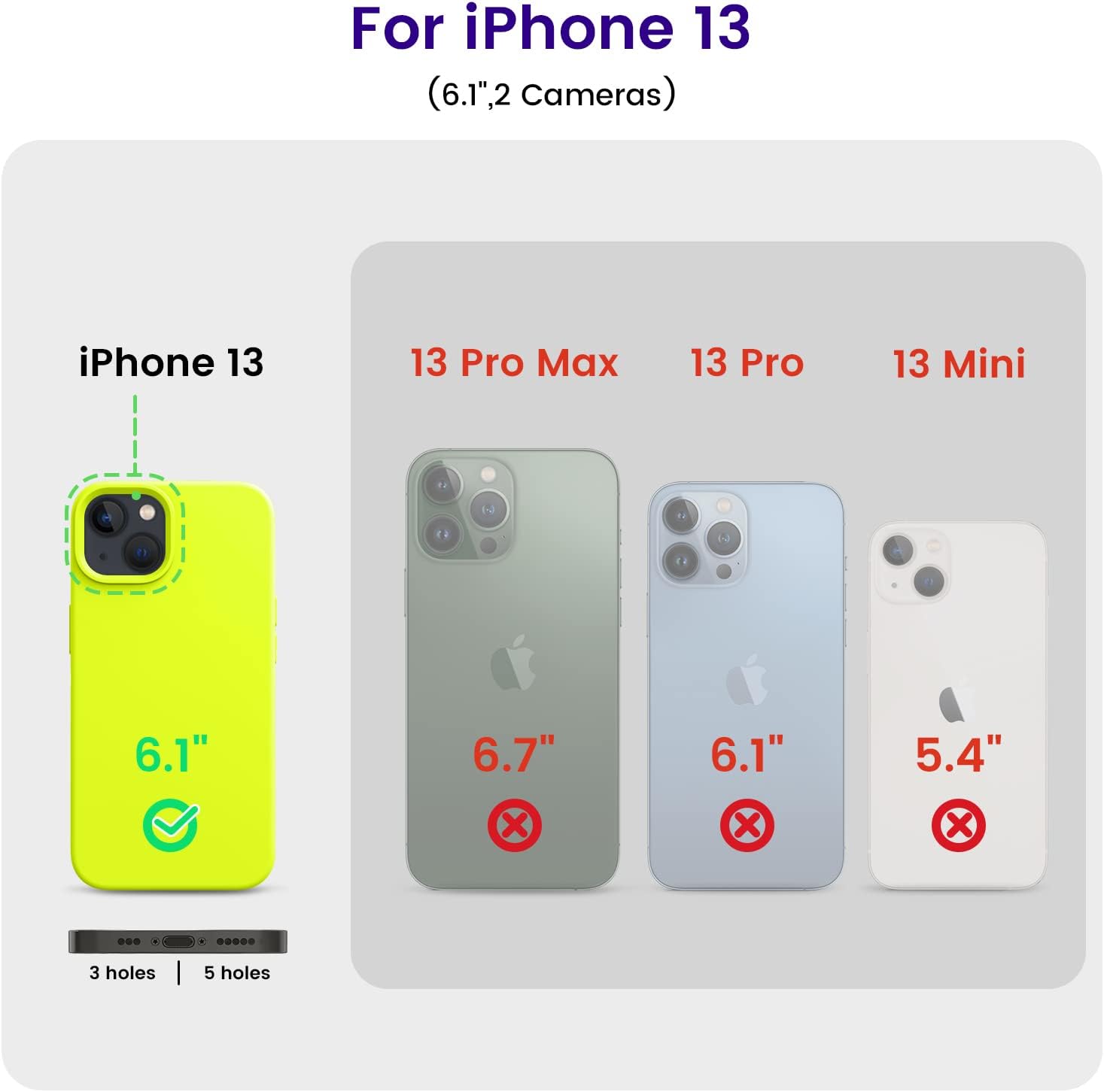 iPhone 13 Case, Silicone Shockproof Slim Thin Phone Case for iPhone 13 6.1 inch
