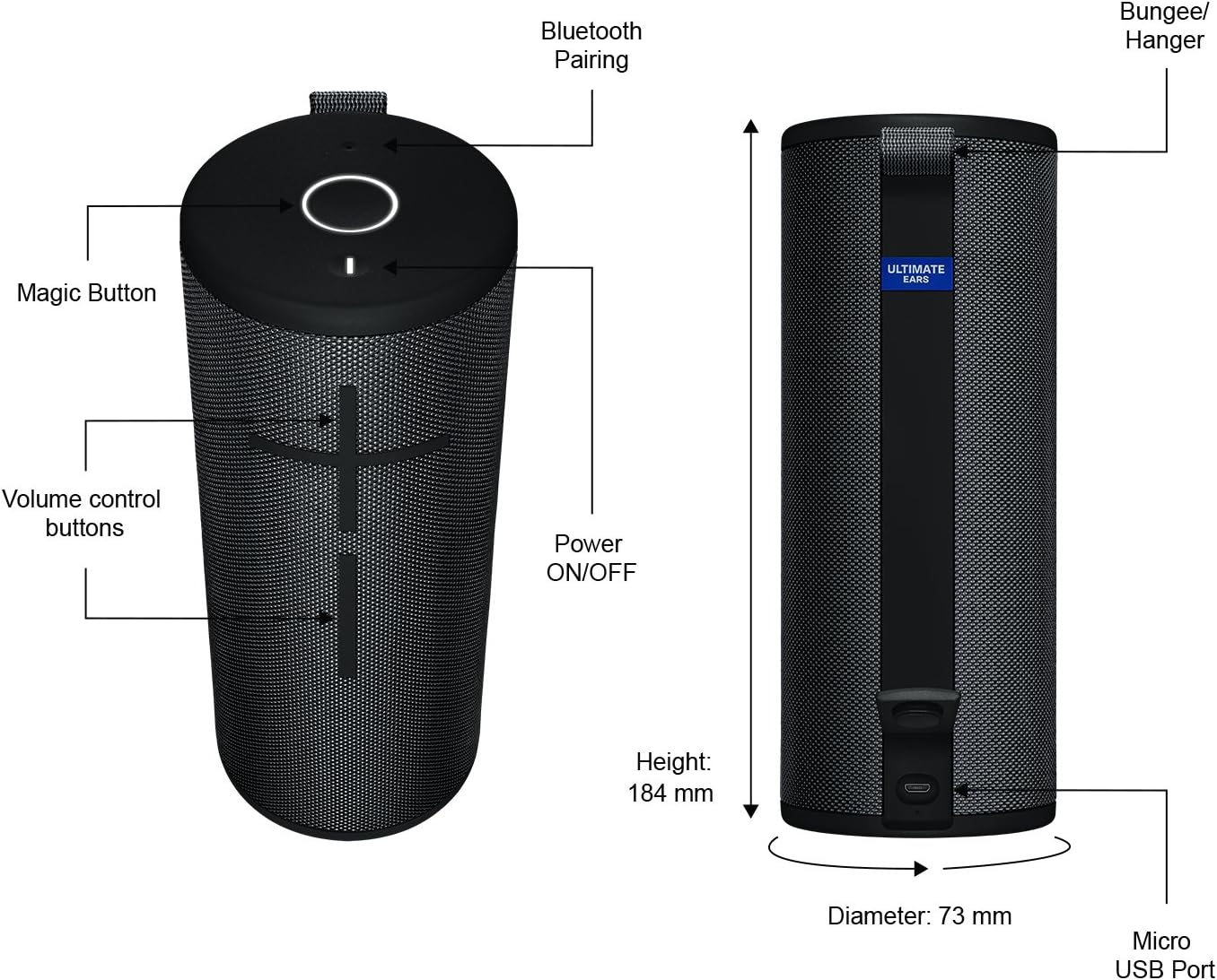 Ultimate Ears, Boom 3 Wireless Bluetooth Speaker, Bold Sound + Deep Bass, Bluetooth