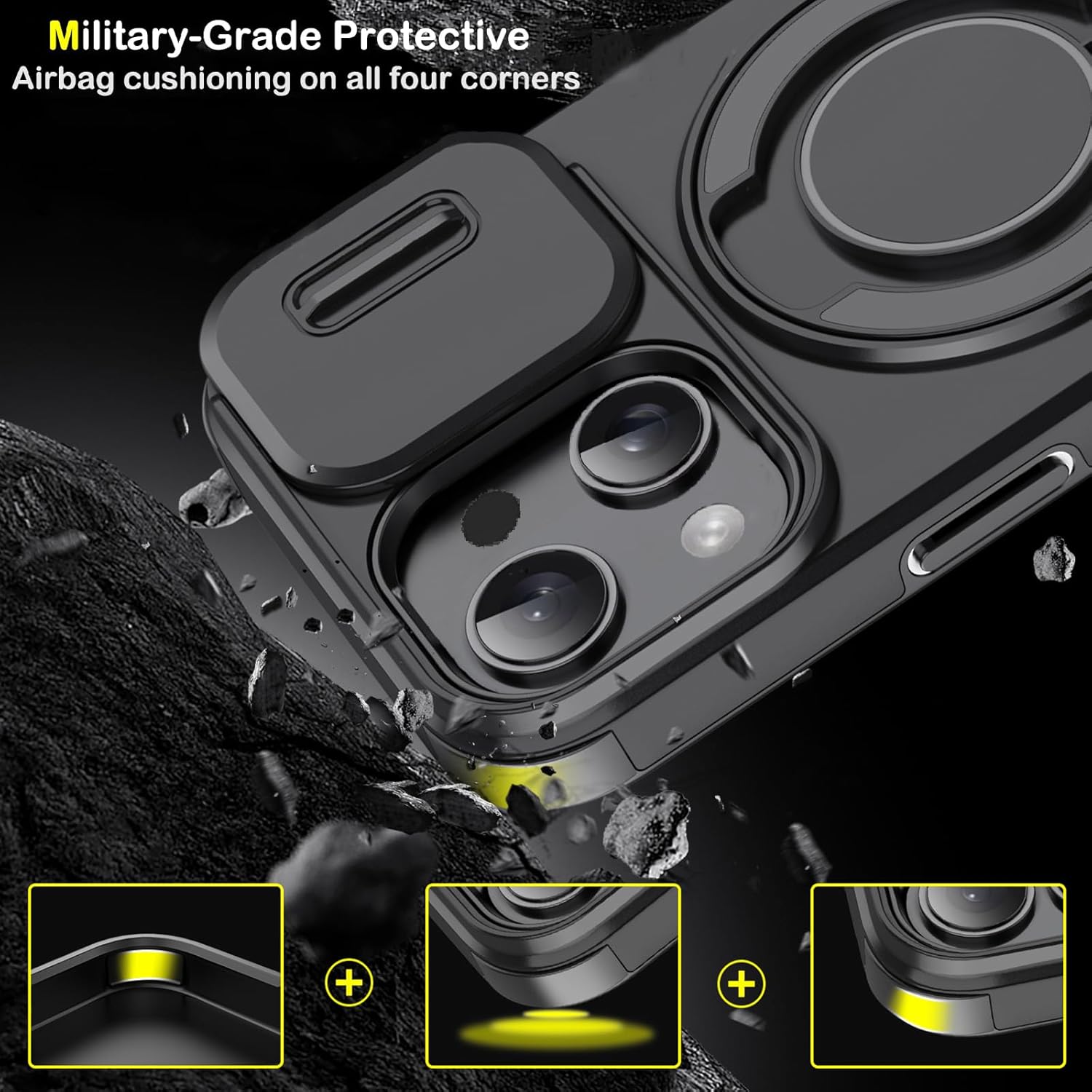 Heavy Duty Shockproof Phone Case for S25 Ultra Cover-Black