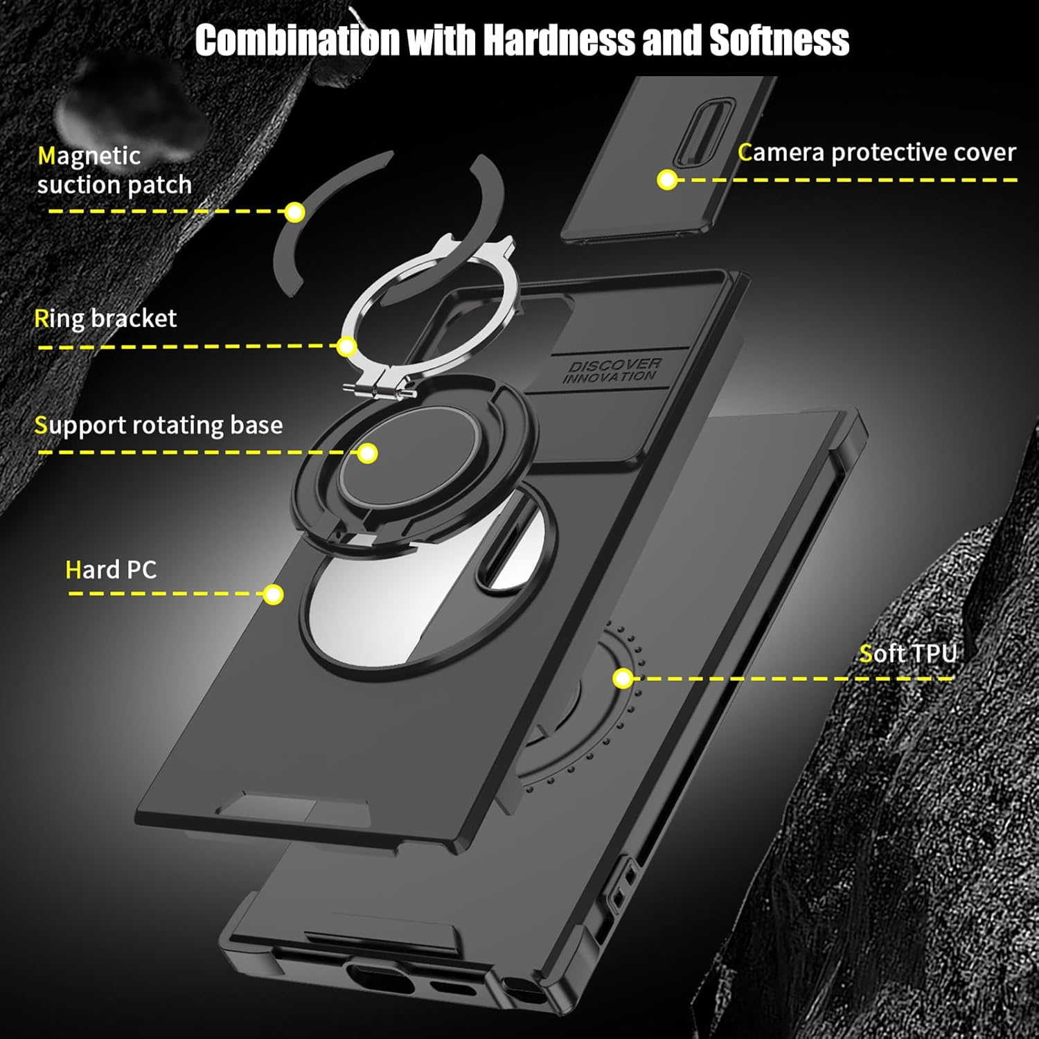Heavy Duty Shockproof Phone Case for S25 Ultra Cover-Black