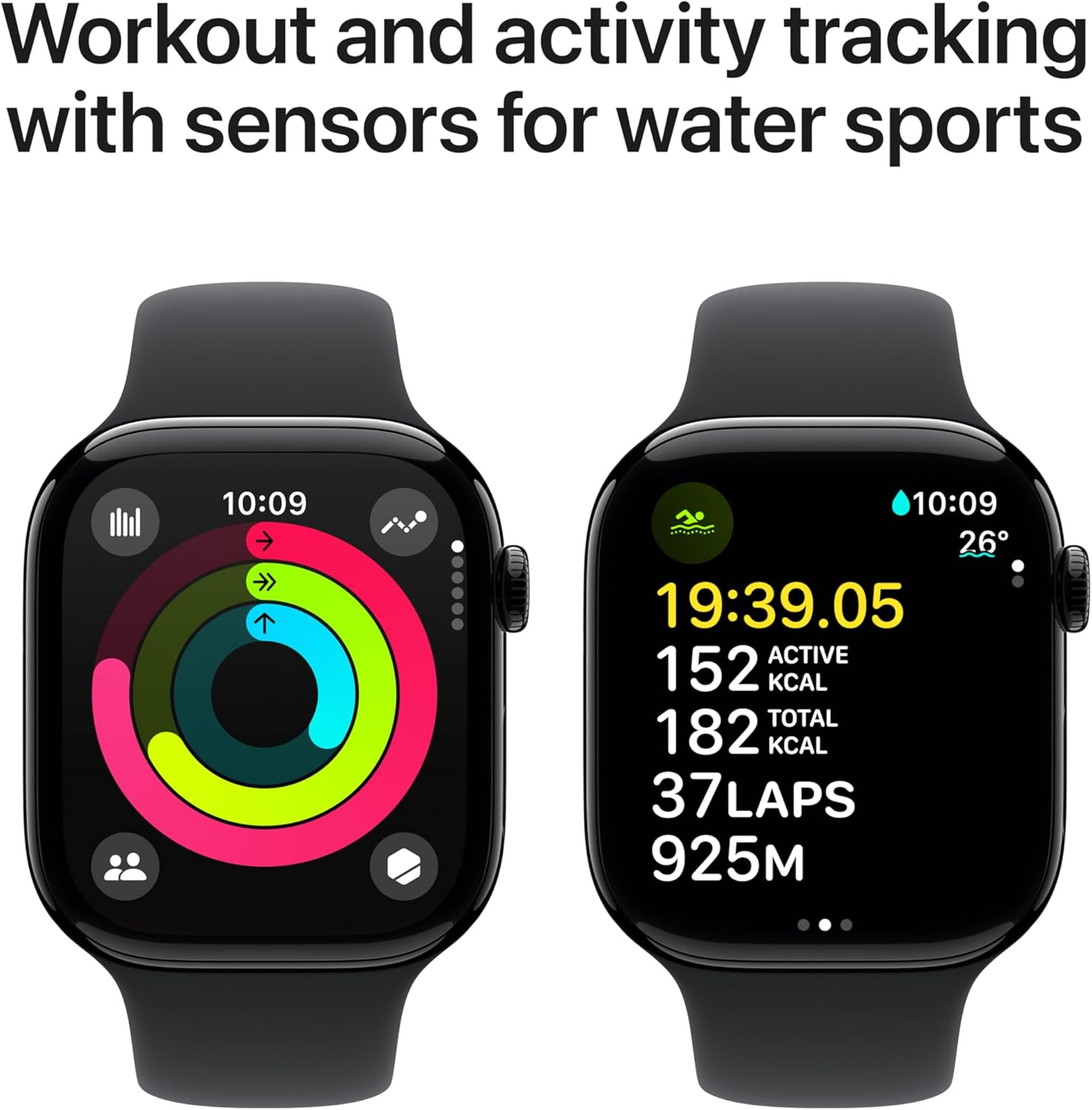 Apple Watch Series 10 GPS + Cellular 42 mm Smartwatch with Jet Black Aluminium Case