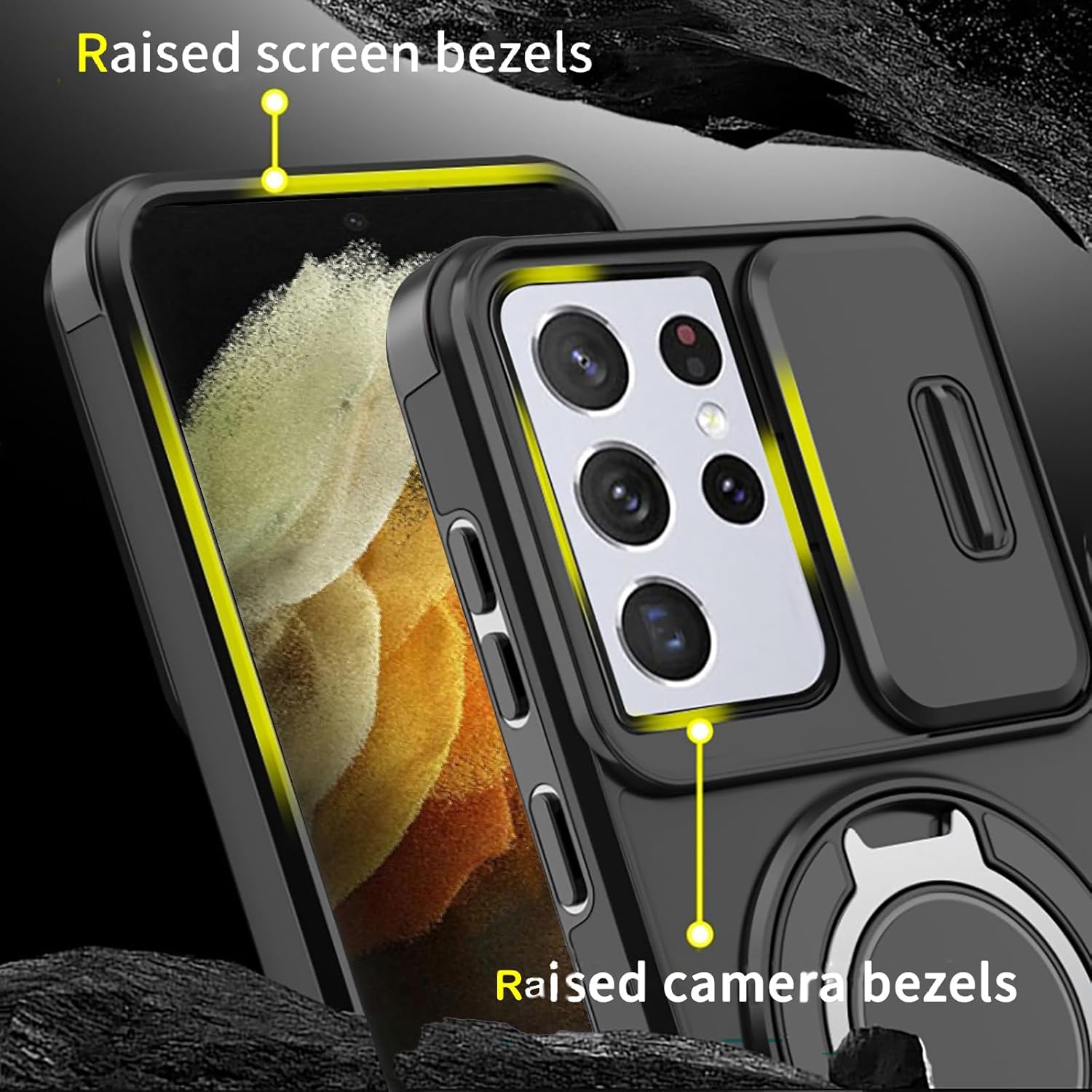 Heavy Duty Shockproof Phone Case for S25 Ultra Cover-Black
