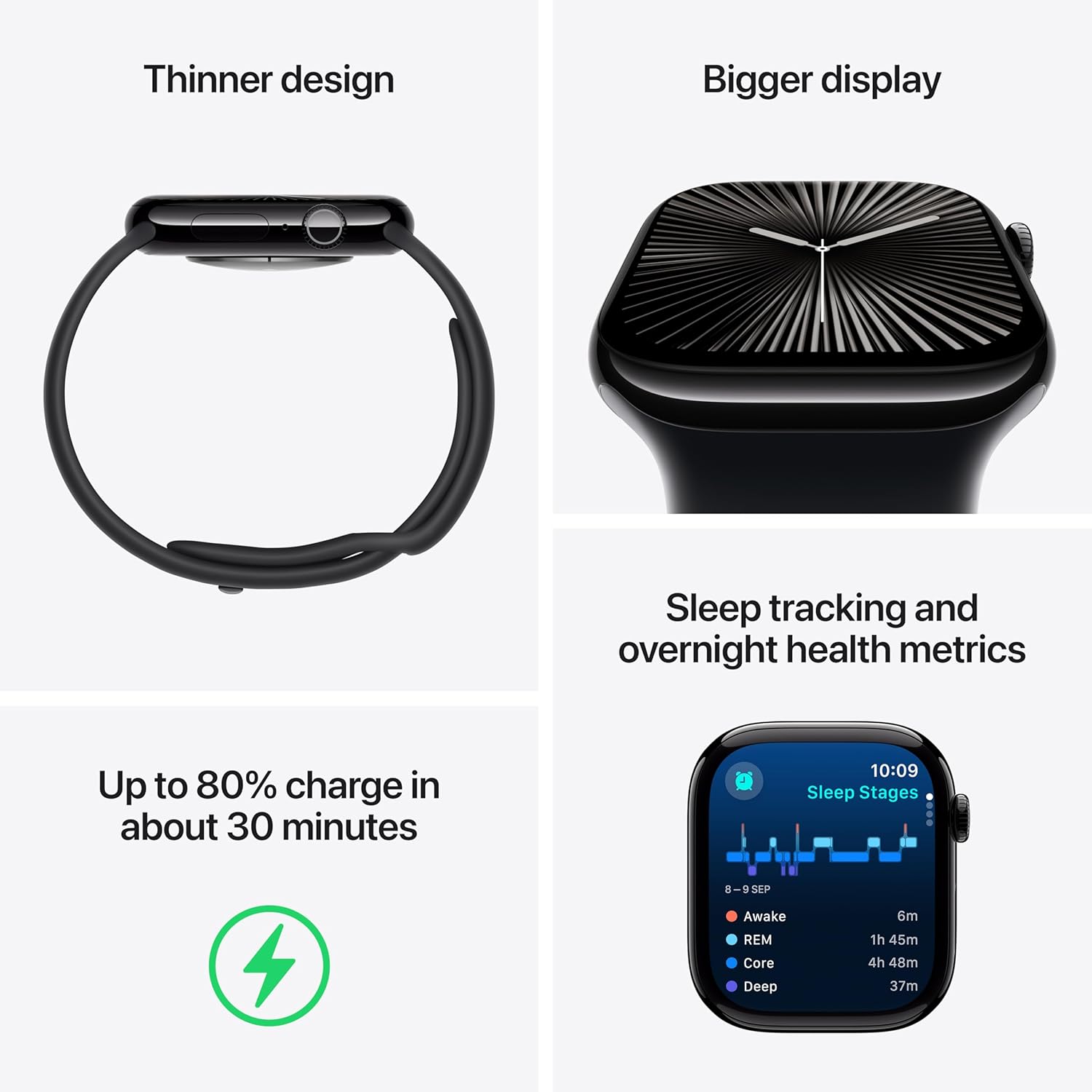 Apple Watch Series 10 GPS + Cellular 42 mm Smartwatch with Jet Black Aluminium Case