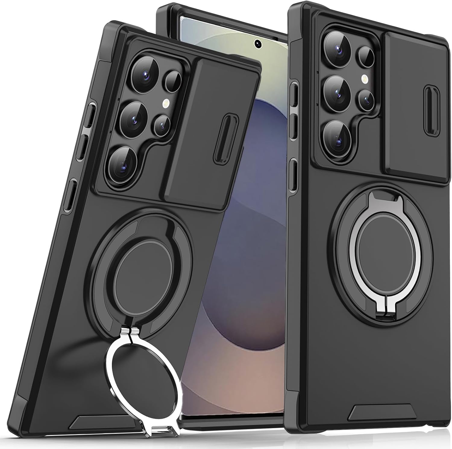 Heavy Duty Shockproof Phone Case for S25 Ultra Cover-Black