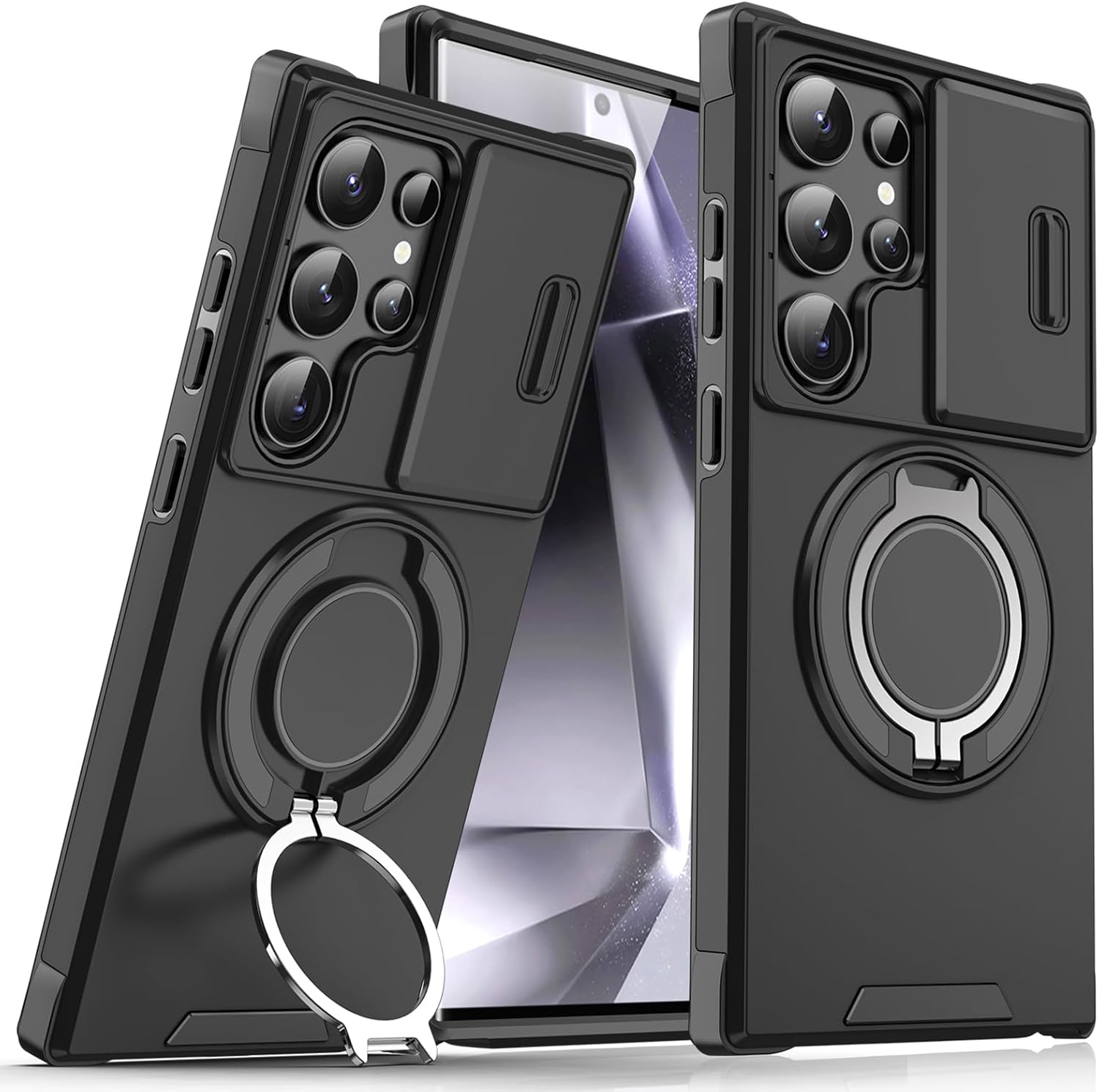 Heavy Duty Shockproof Phone Case for S25 Ultra Cover-Black