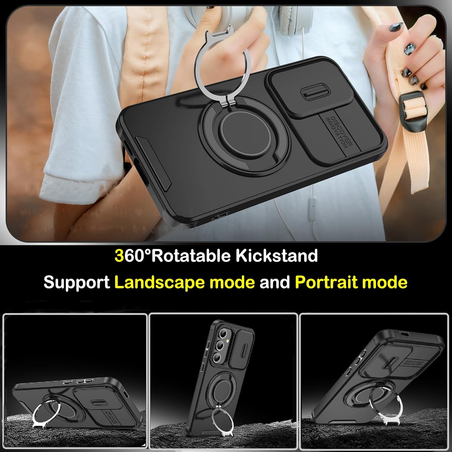 Heavy Duty Shockproof Phone Case for S25 Ultra Cover-Black
