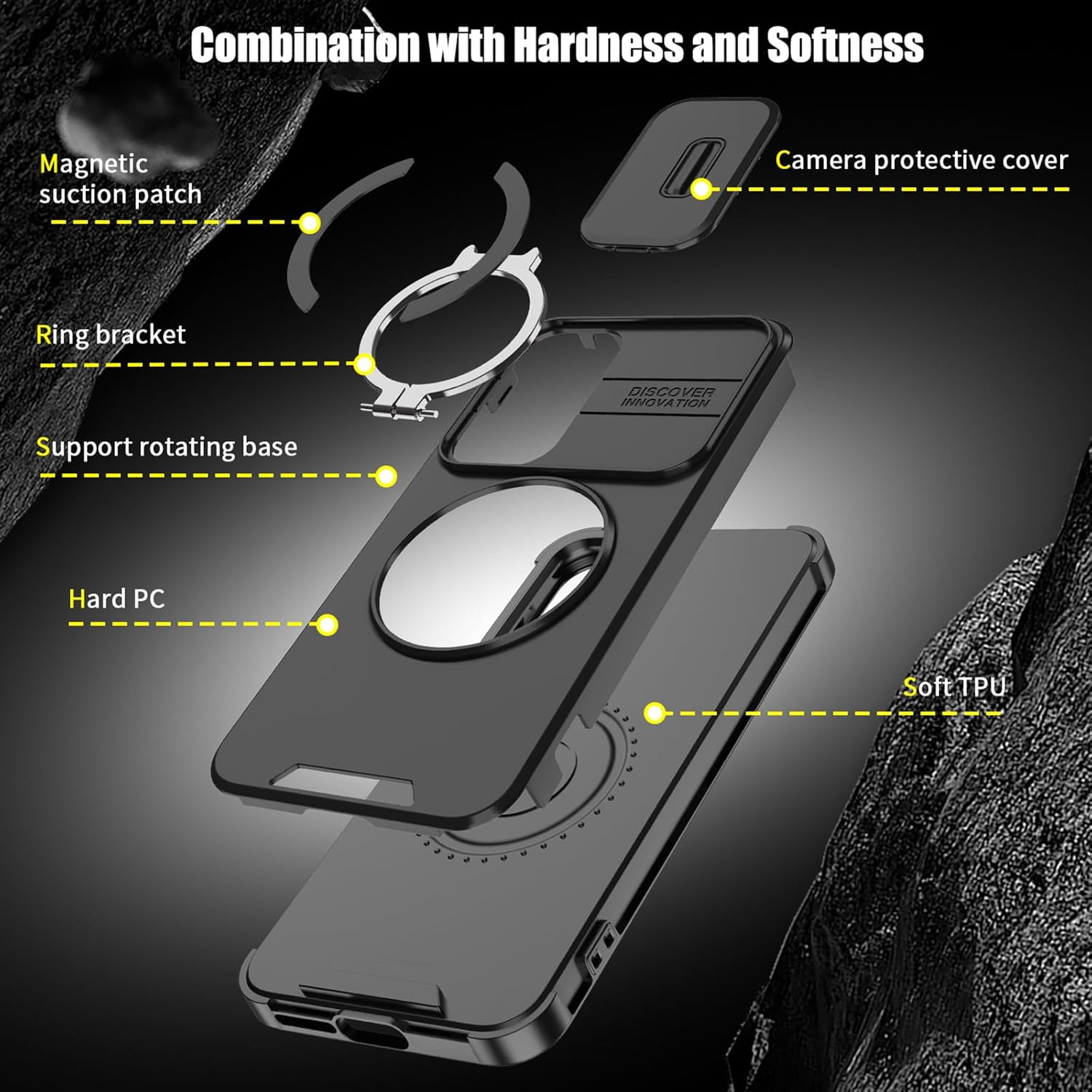 Heavy Duty Shockproof Phone Case for S25 Ultra Cover-Black