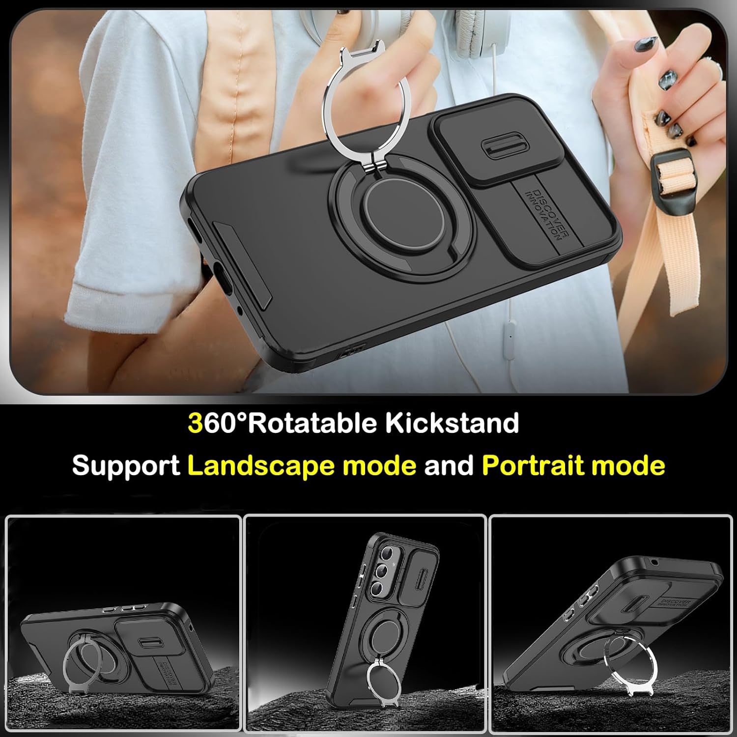 Heavy Duty Shockproof Phone Case for S25 Ultra Cover-Black