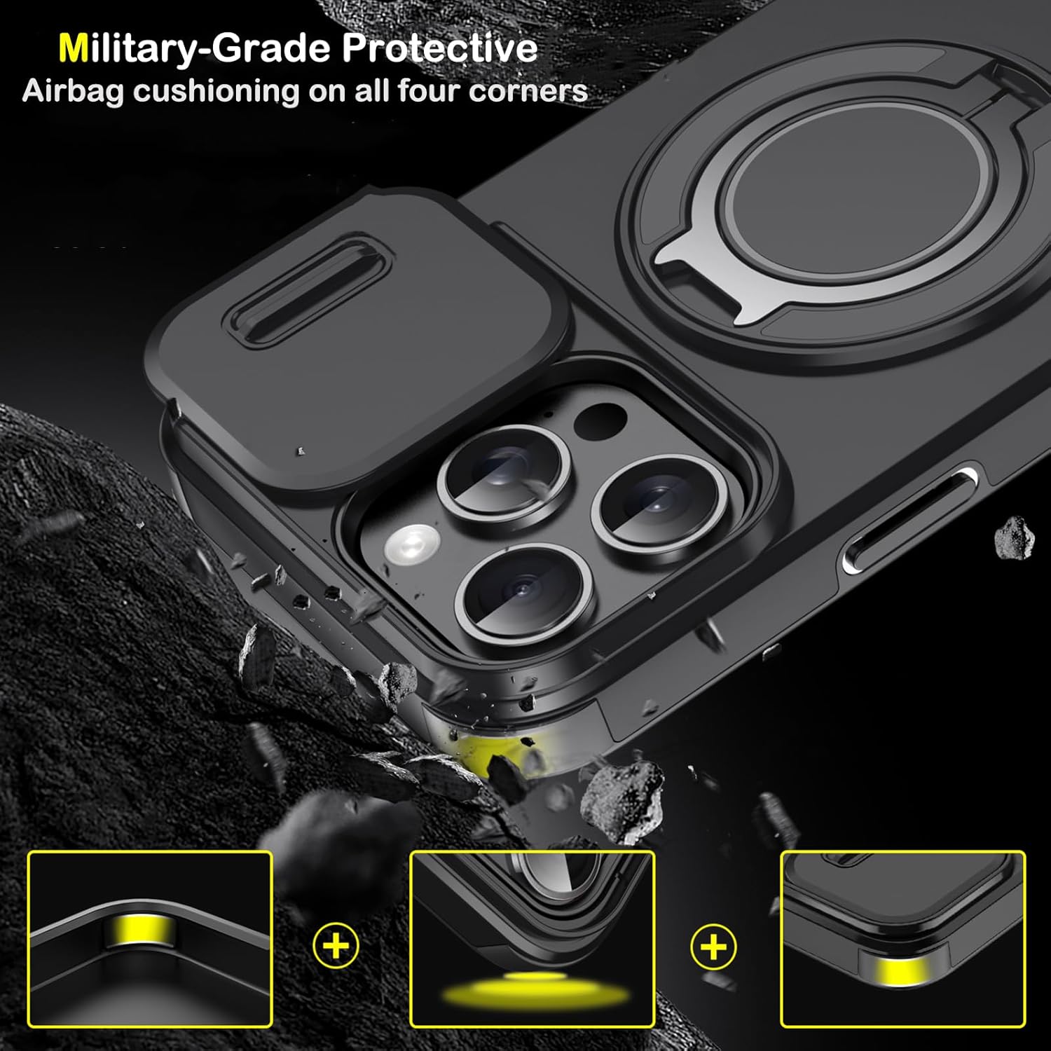 Heavy Duty Shockproof Phone Case for S25 Ultra Cover-Black