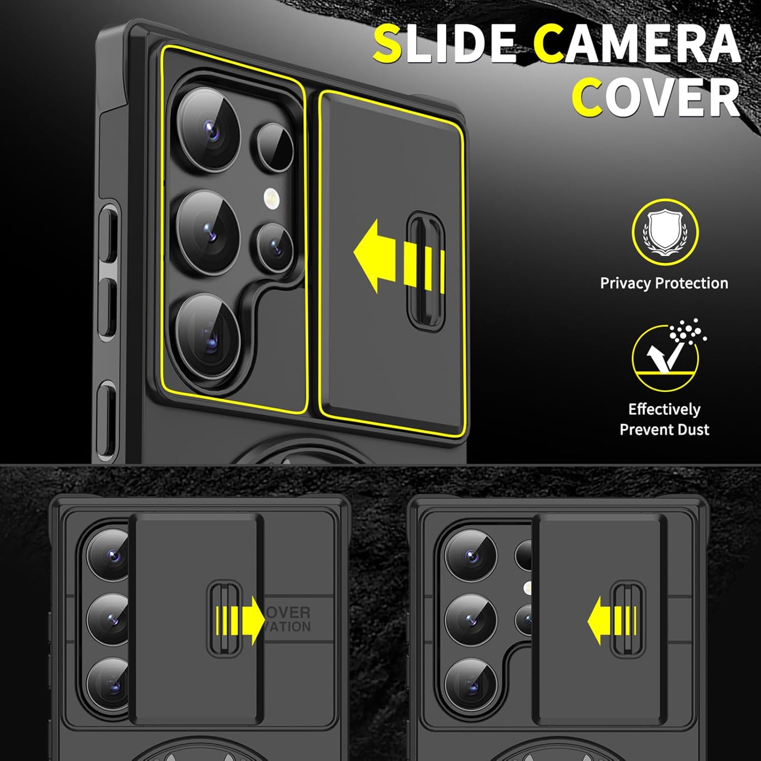 Heavy Duty Shockproof Phone Case for S25 Ultra Cover-Black