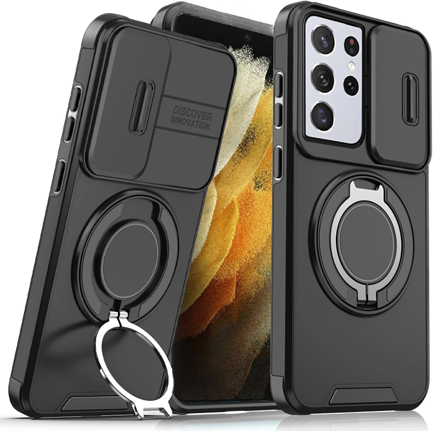 Heavy Duty Shockproof Phone Case for S25 Ultra Cover-Black