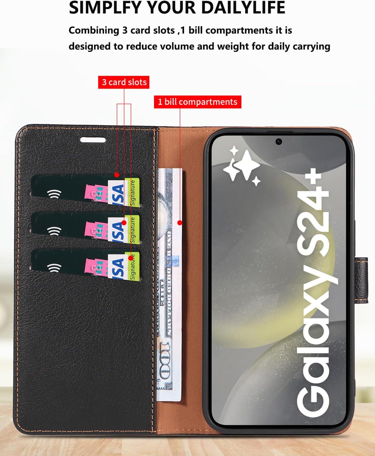 Samsung Galaxy S21 Ultra 5G, Premium Leather Flip Wallet Case