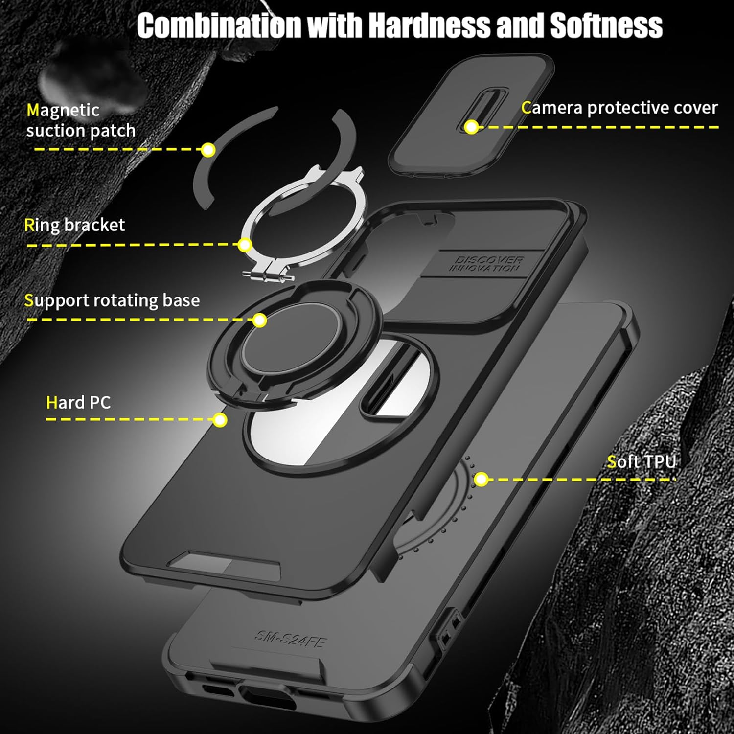 Heavy Duty Shockproof Phone Case for S25 Ultra Cover-Black