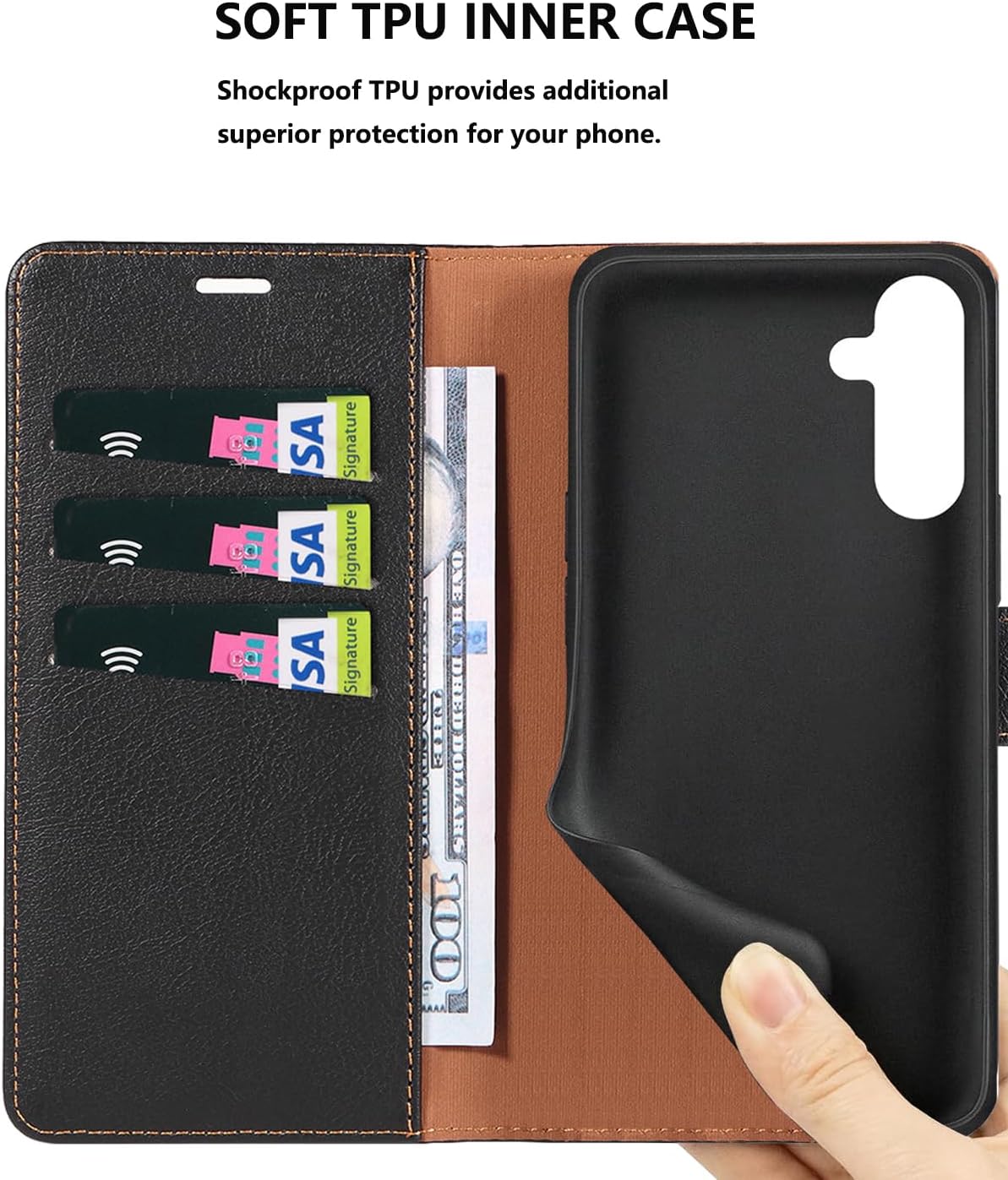 Samsung Galaxy S21 Ultra 5G, Premium Leather Flip Wallet Case
