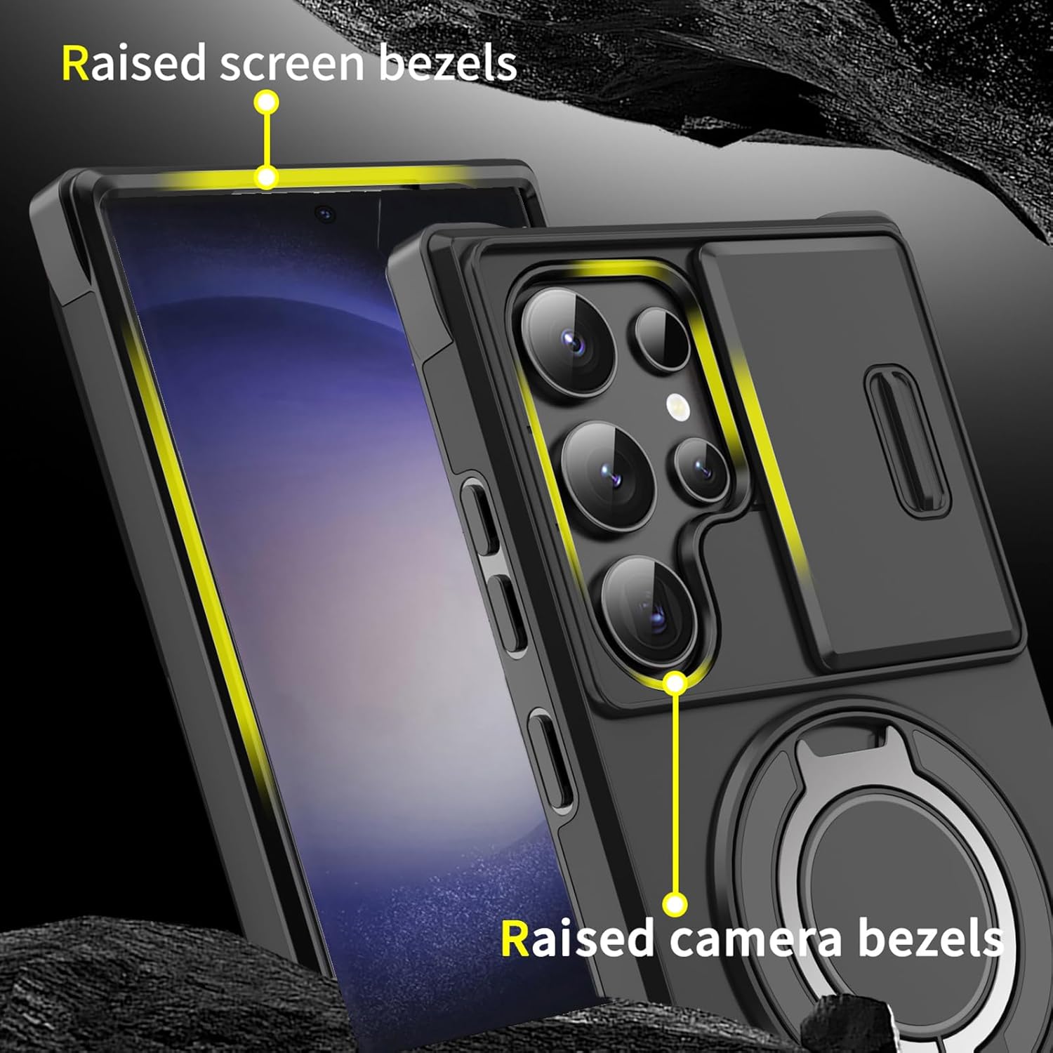 Heavy Duty Shockproof Phone Case for S25 Ultra Cover-Black