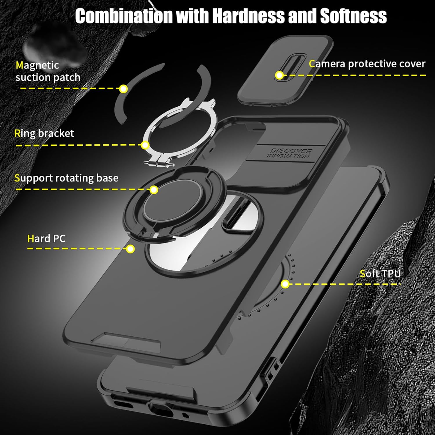 Heavy Duty Shockproof Phone Case for S25 Ultra Cover-Black