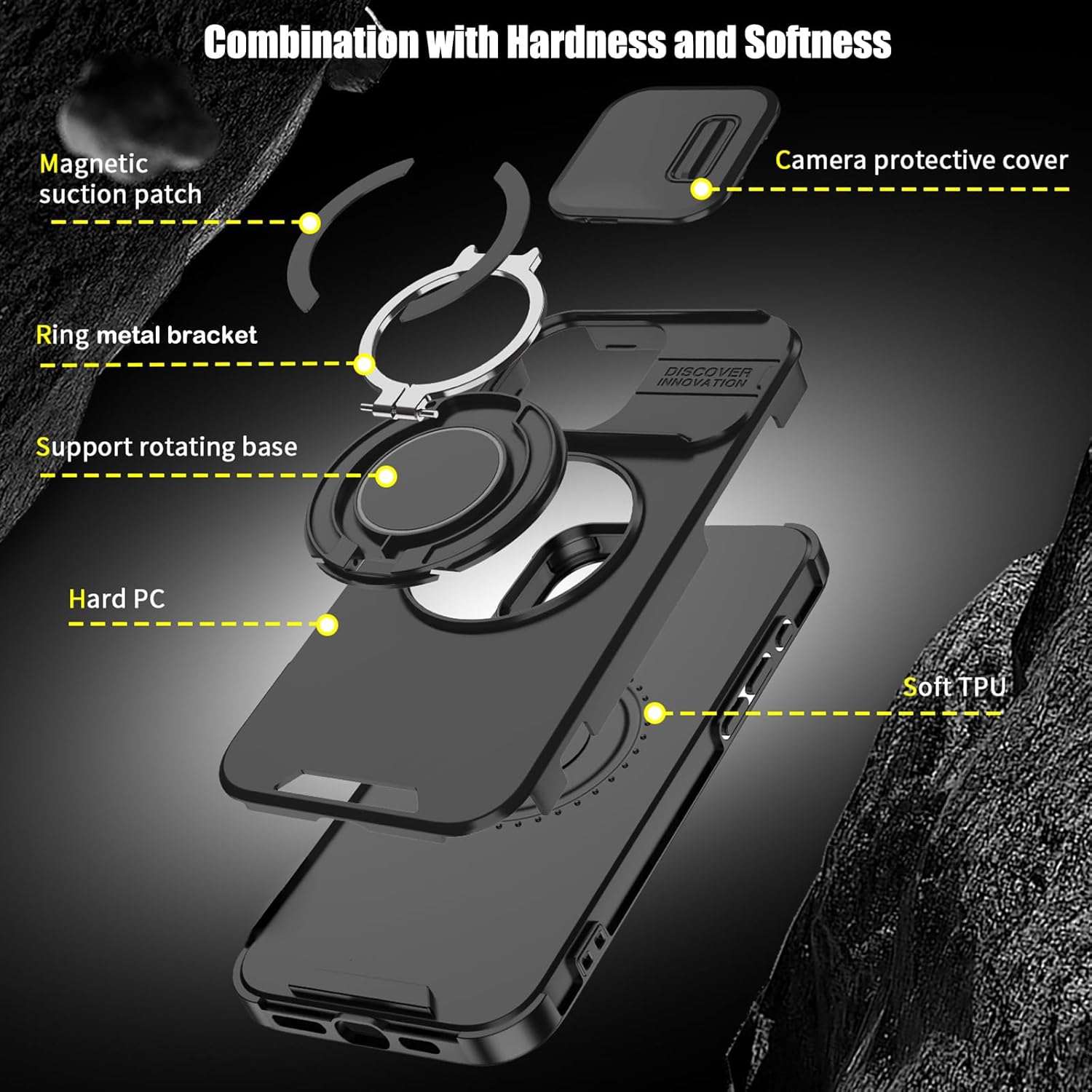 Heavy Duty Shockproof Phone Case for S25 Ultra Cover-Black