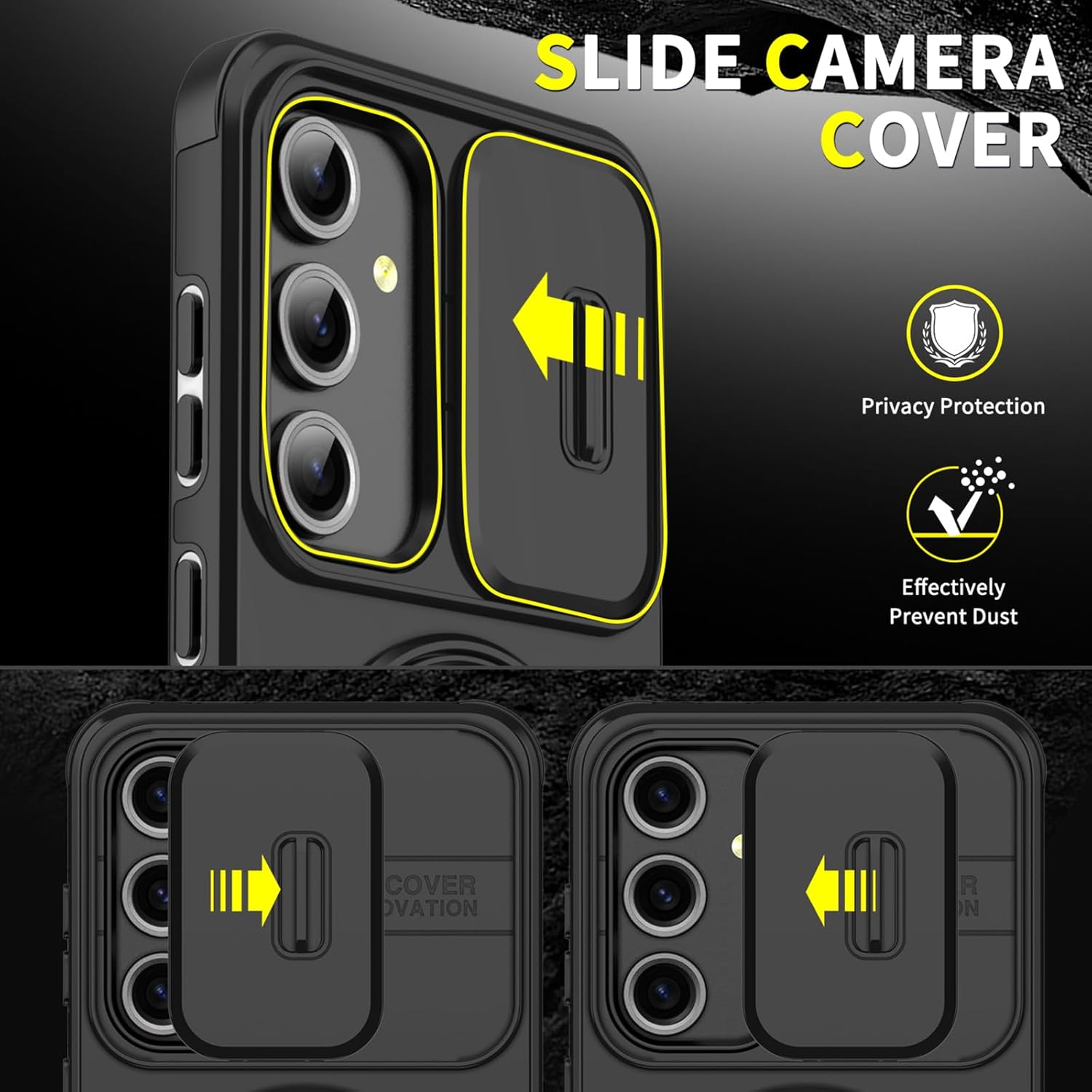 Heavy Duty Shockproof Phone Case for S25 Ultra Cover-Black