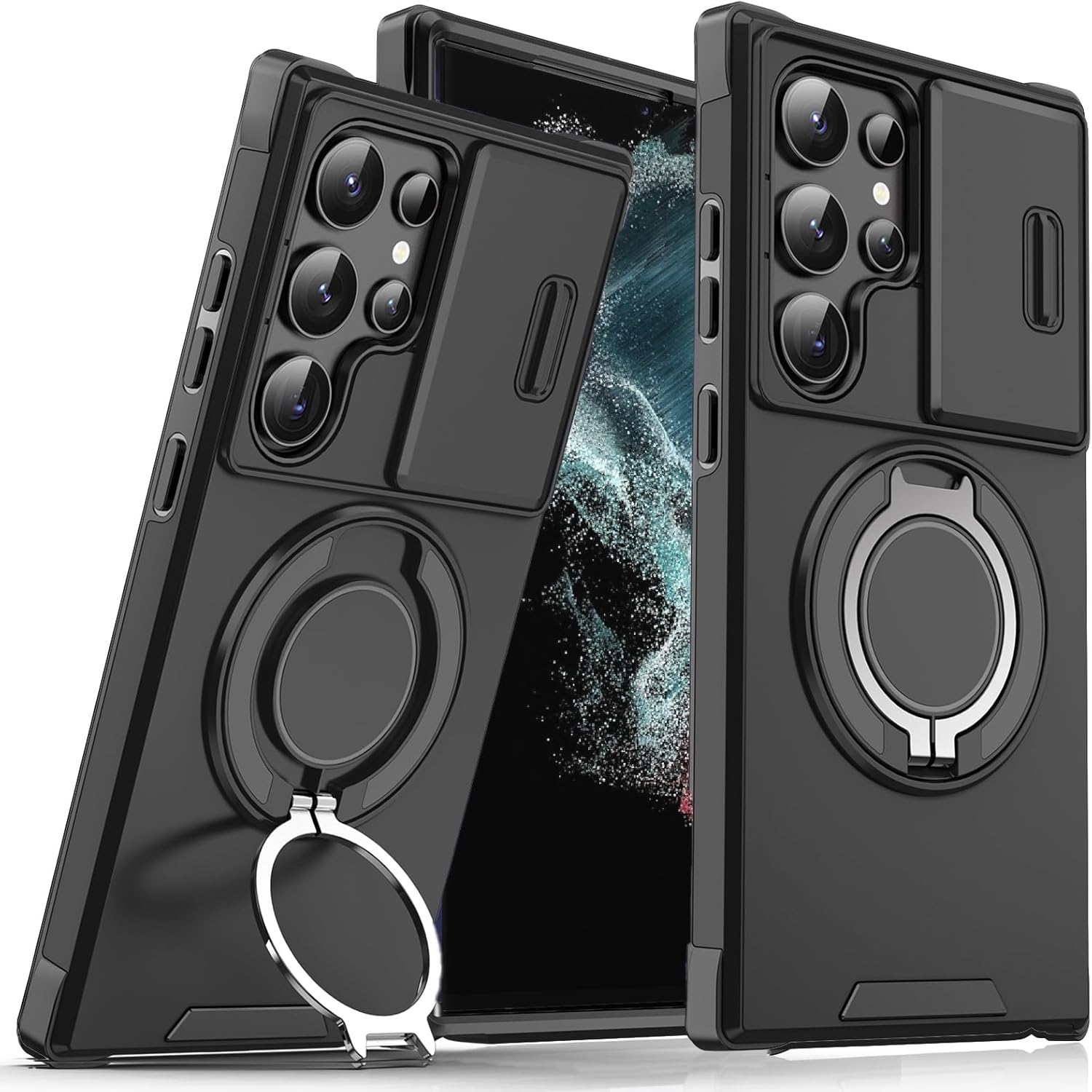 Heavy Duty Shockproof Phone Case for S25 Ultra Cover-Black