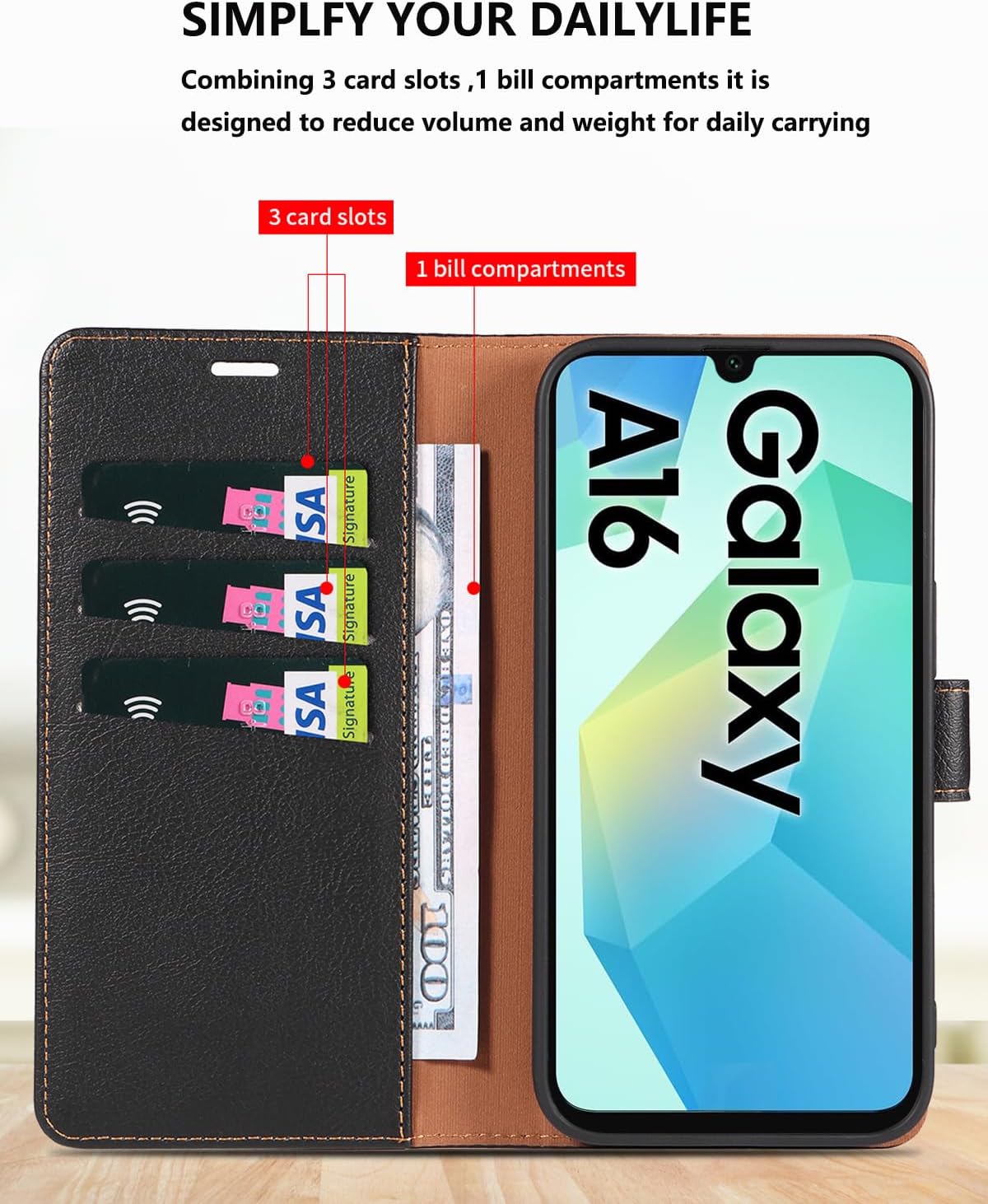 Samsung Galaxy S21 Ultra 5G, Premium Leather Flip Wallet Case