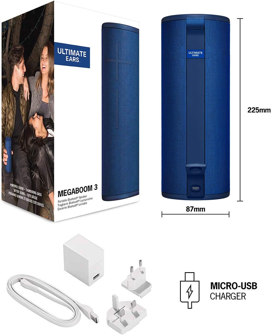 Ultimate Ears, Boom 3 Wireless Bluetooth Speaker, Bold Sound + Deep Bass, Bluetooth
