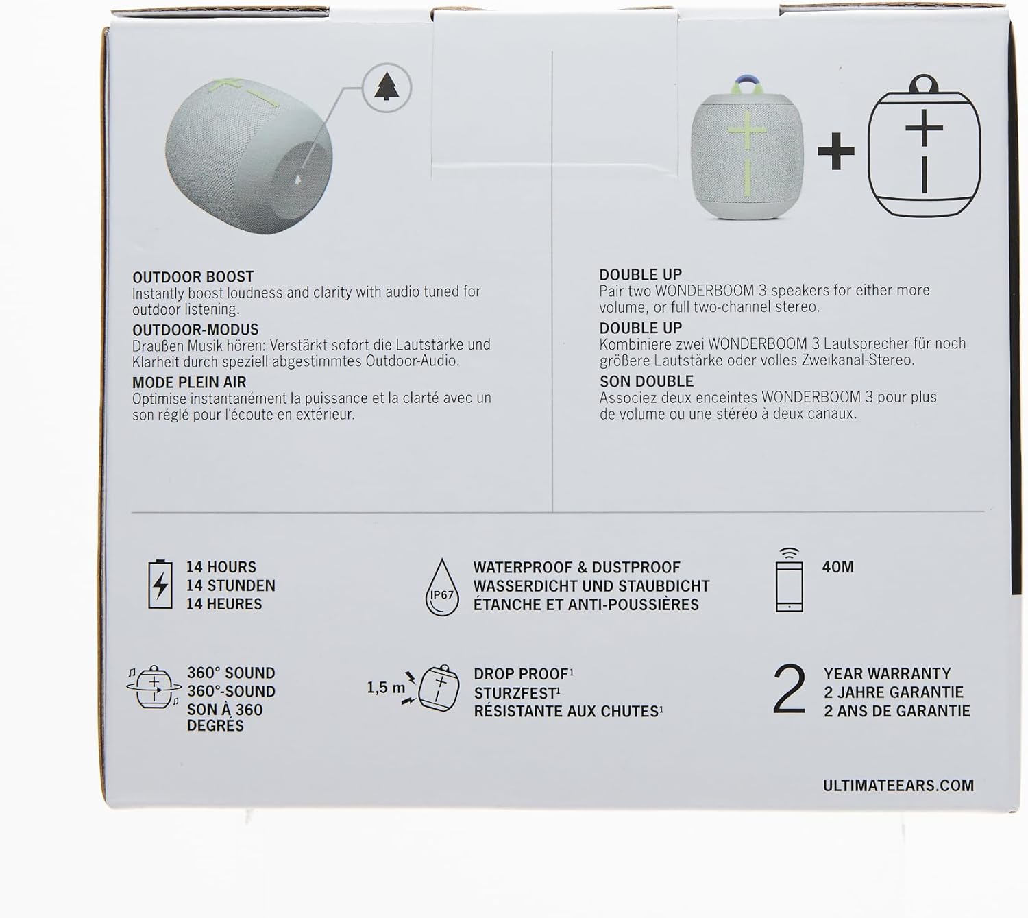 Ultimate Ears, Boom 3 Wireless Bluetooth Speaker, Bold Sound + Deep Bass, Bluetooth