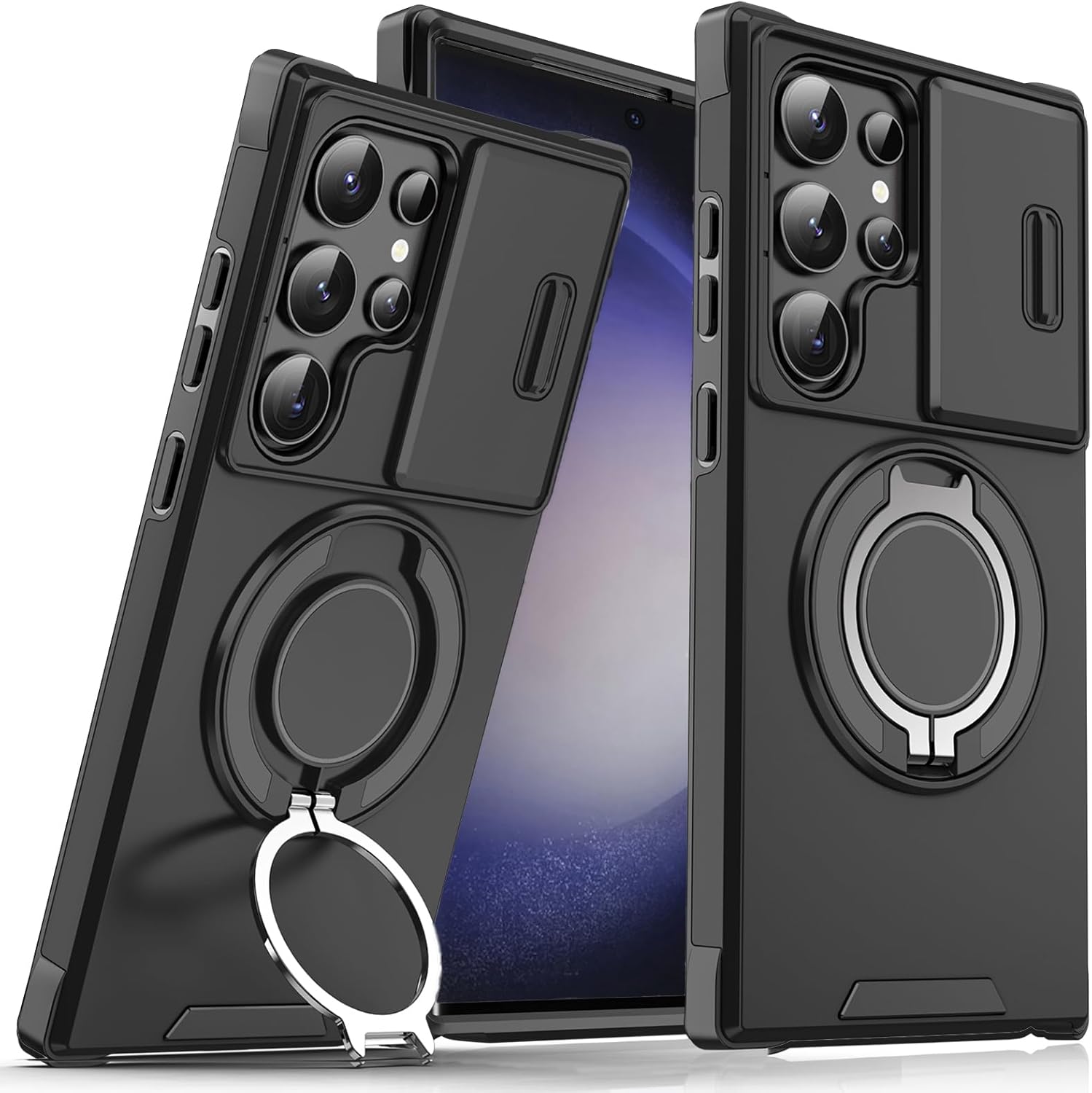 Heavy Duty Shockproof Phone Case for S25 Ultra Cover-Black