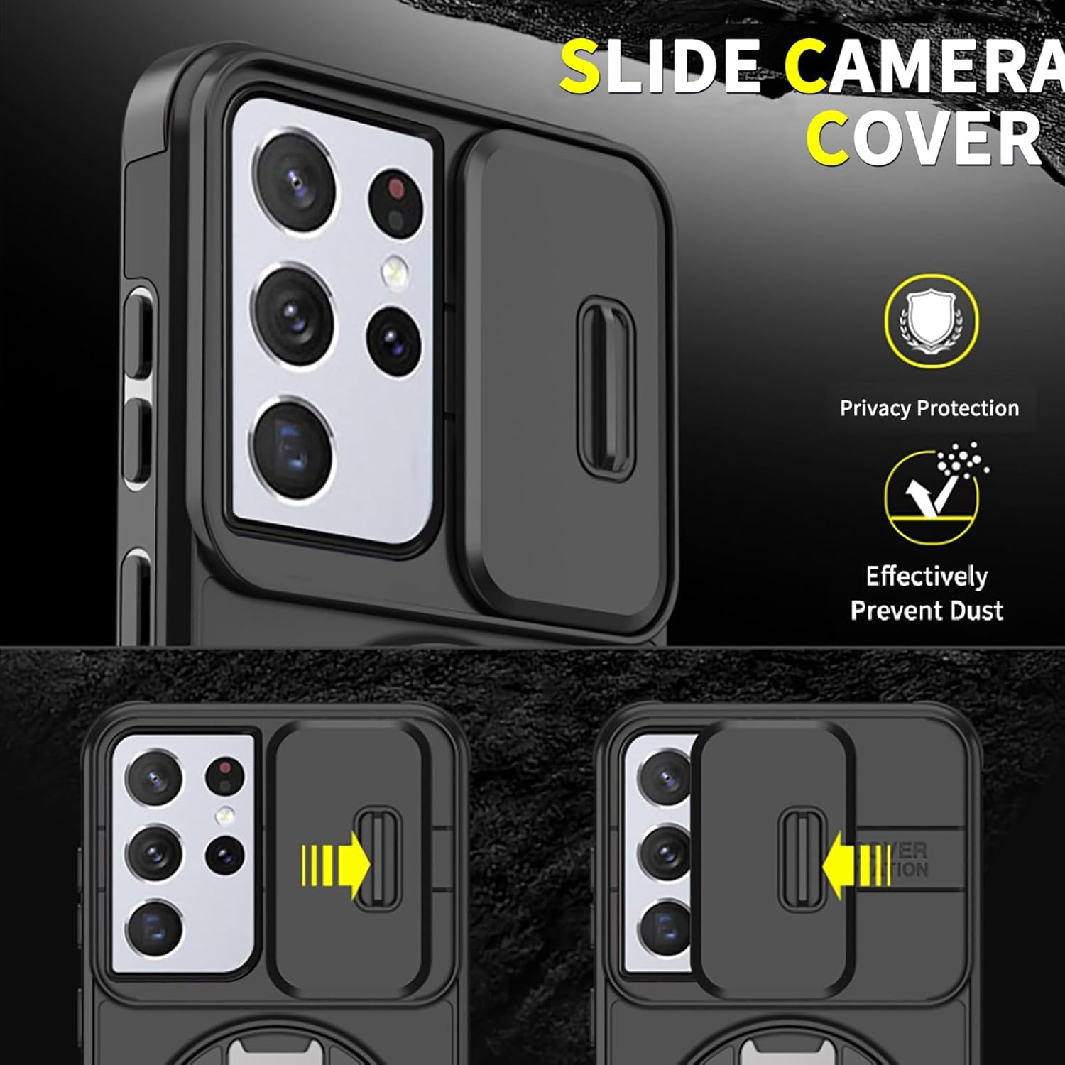 Heavy Duty Shockproof Phone Case for S25 Ultra Cover-Black
