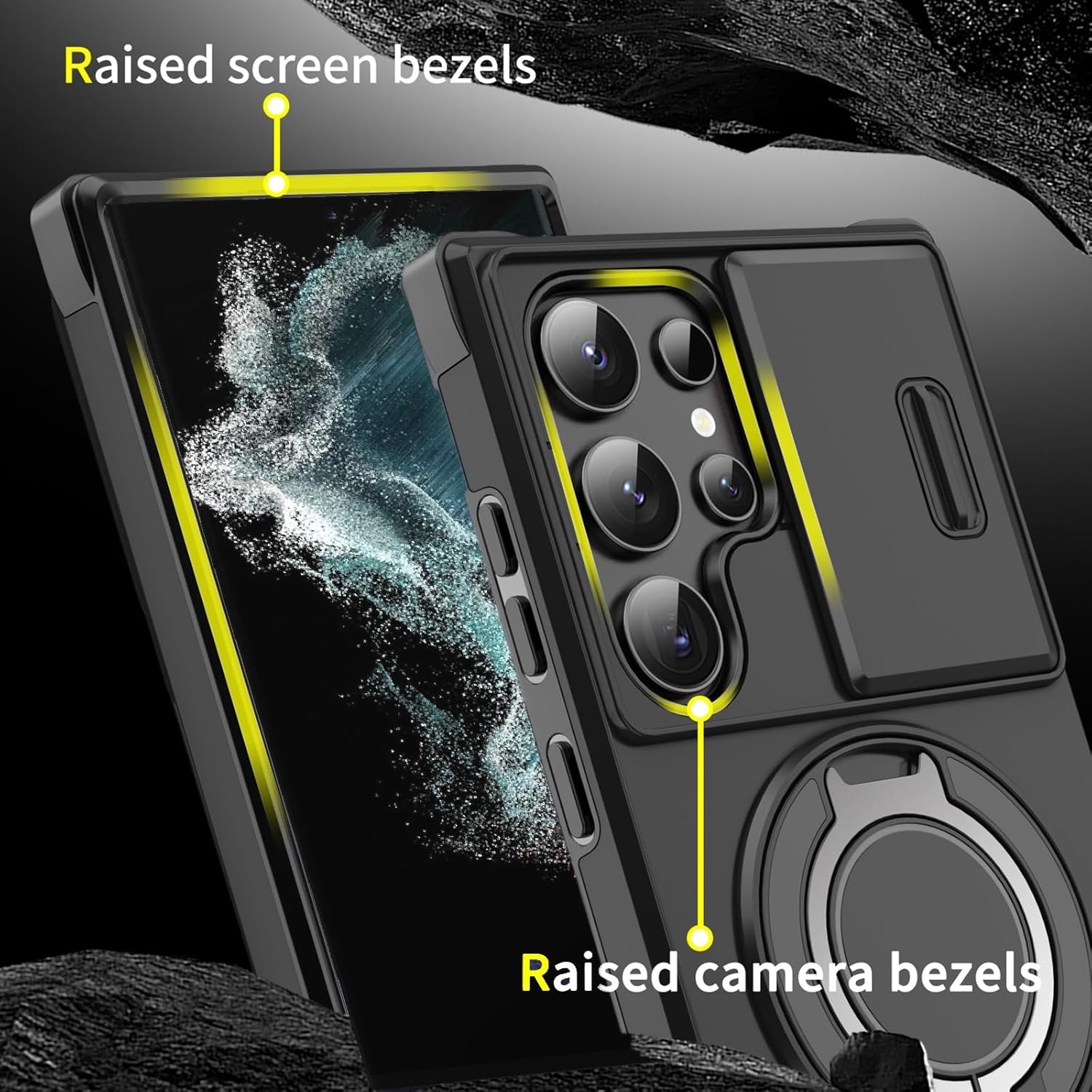 Heavy Duty Shockproof Phone Case for S25 Ultra Cover-Black
