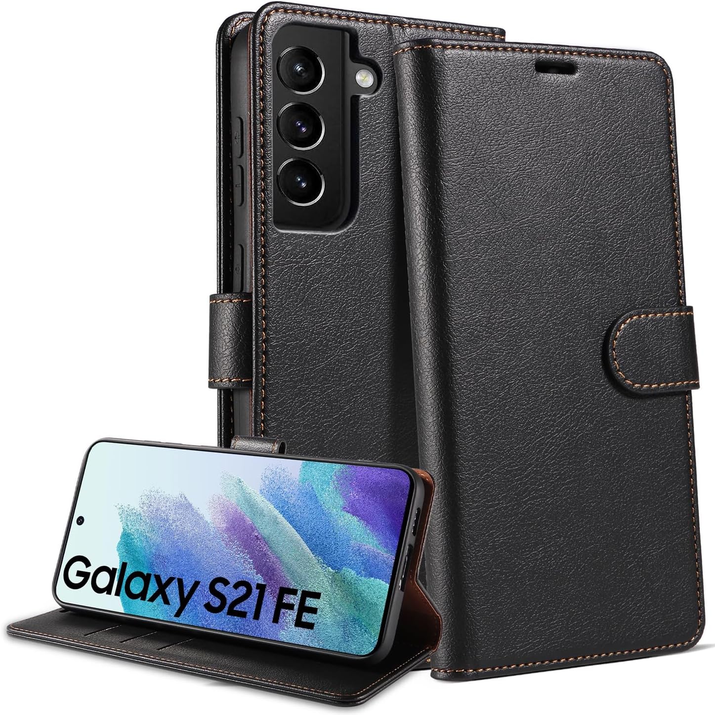 Samsung Galaxy S21 Ultra 5G, Premium Leather Flip Wallet Case