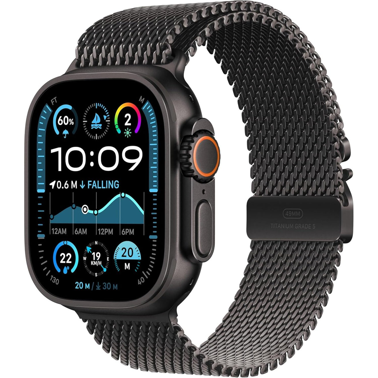 Apple Watch Ultra 2 GPS + Cellular 49mm Smartwatch, Sports Watch with Black Rugged Titanium Case and Dark Green Alpine Loop - L. Fitness Tracker, Precision GPS, Extra-Long Battery Life, Carbon Neutral