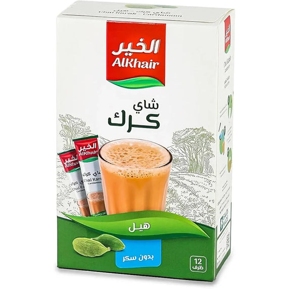 Al Khair Emoji Cardamom Sugar Free Karak Tea, 12 Sachets X 15 G, Black