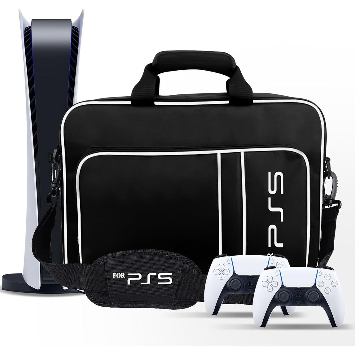 Carrying Case for PS5 , Travel Case for PS5 Protective ,Case Bag Suitable for PS5 Disc/Digital Console, Controllers, Game Cards, Gaming Headset and Other Accessories (Black)
