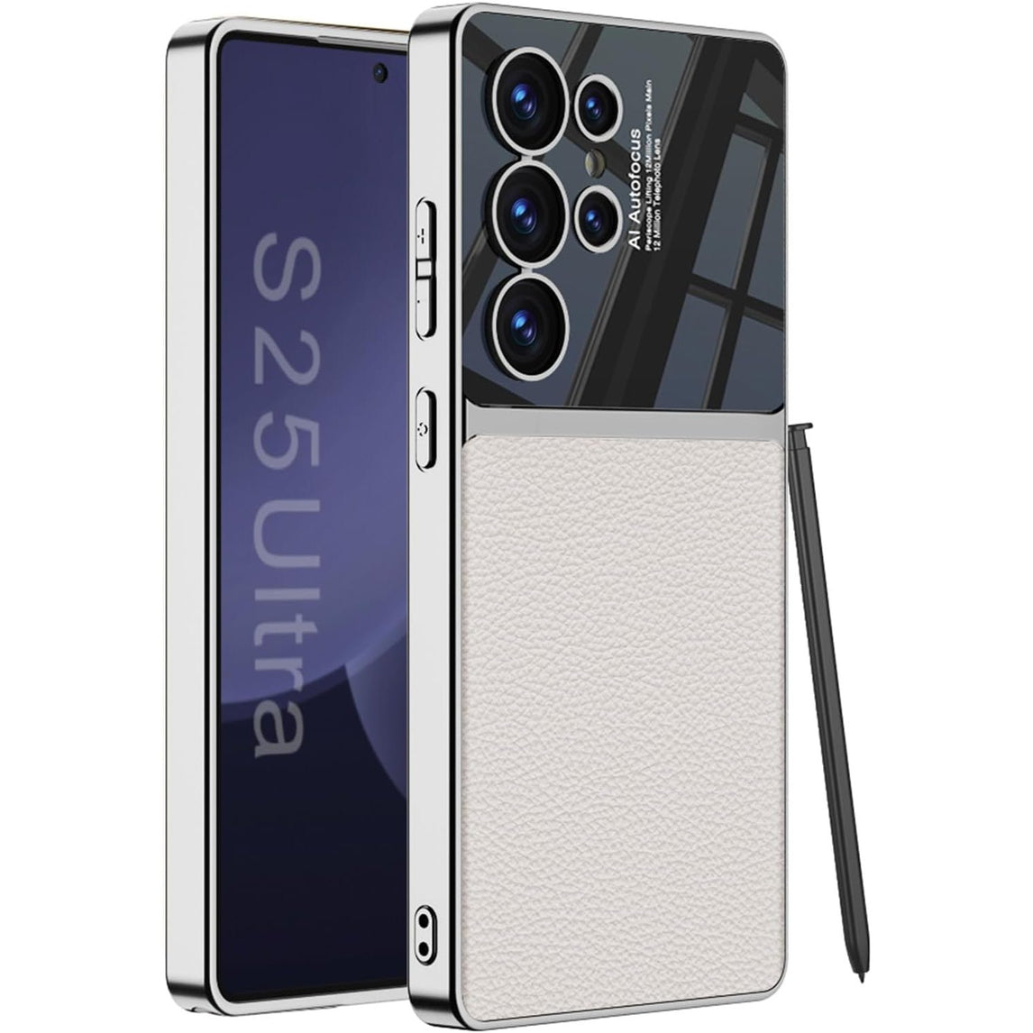 for Samsung Galaxy S25 Ultra Case, Ultra-Thin Electroplated PU Leather Case, Full Body & Camera Protective Cover, Shockproof Anti-fingerprint Case, Business Luxury Design (Carbon Fiber)
