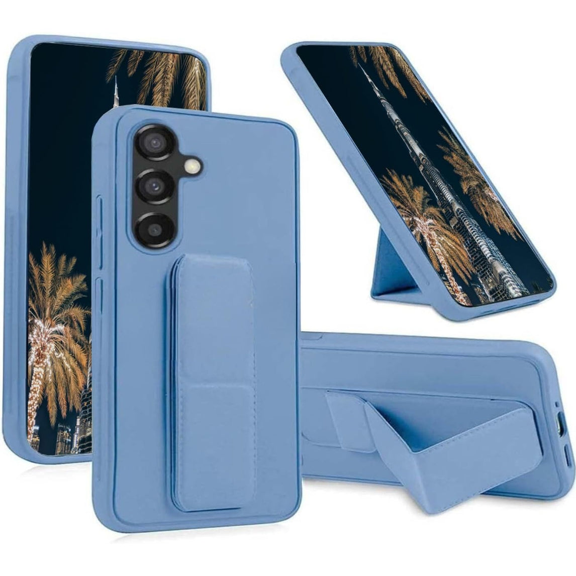 For Samsung Galaxy S25 Ultra Case Cover, Multi Stand Case with Magnet Holder, Premium Silicone Vertical and Horizontal Hand Strap Grip Case with Stand, Back Cover for S25 Ultra, Dark Blue