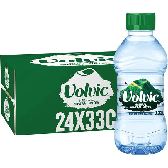 Volvic Natural Water, Mineral Drinking Water, Sustainably Sourced & Volvican Spirited Water Bottle, Case Of 24 X 330Ml Volvic Bottles