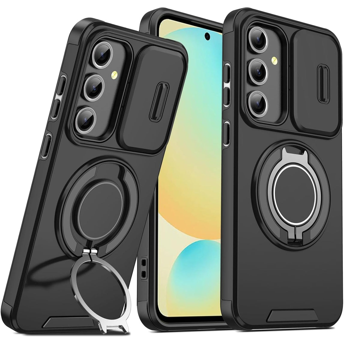 for Samsung S25 Ultra Case,for Samsung Galaxy S25 Ultra Case with [Slide Camera Cover][360° Rotate Ring Stand][Military-Grade Protective]Heavy Duty Shockproof Phone Case for S25 Ultra Cover-Black