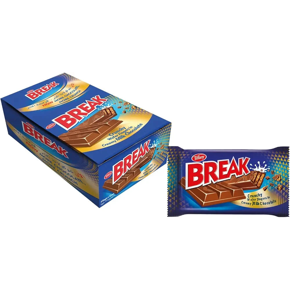 Tiffany Break Crunchy Wafer Fingers in Creamy Milk Chocolate, 12 x 25 g